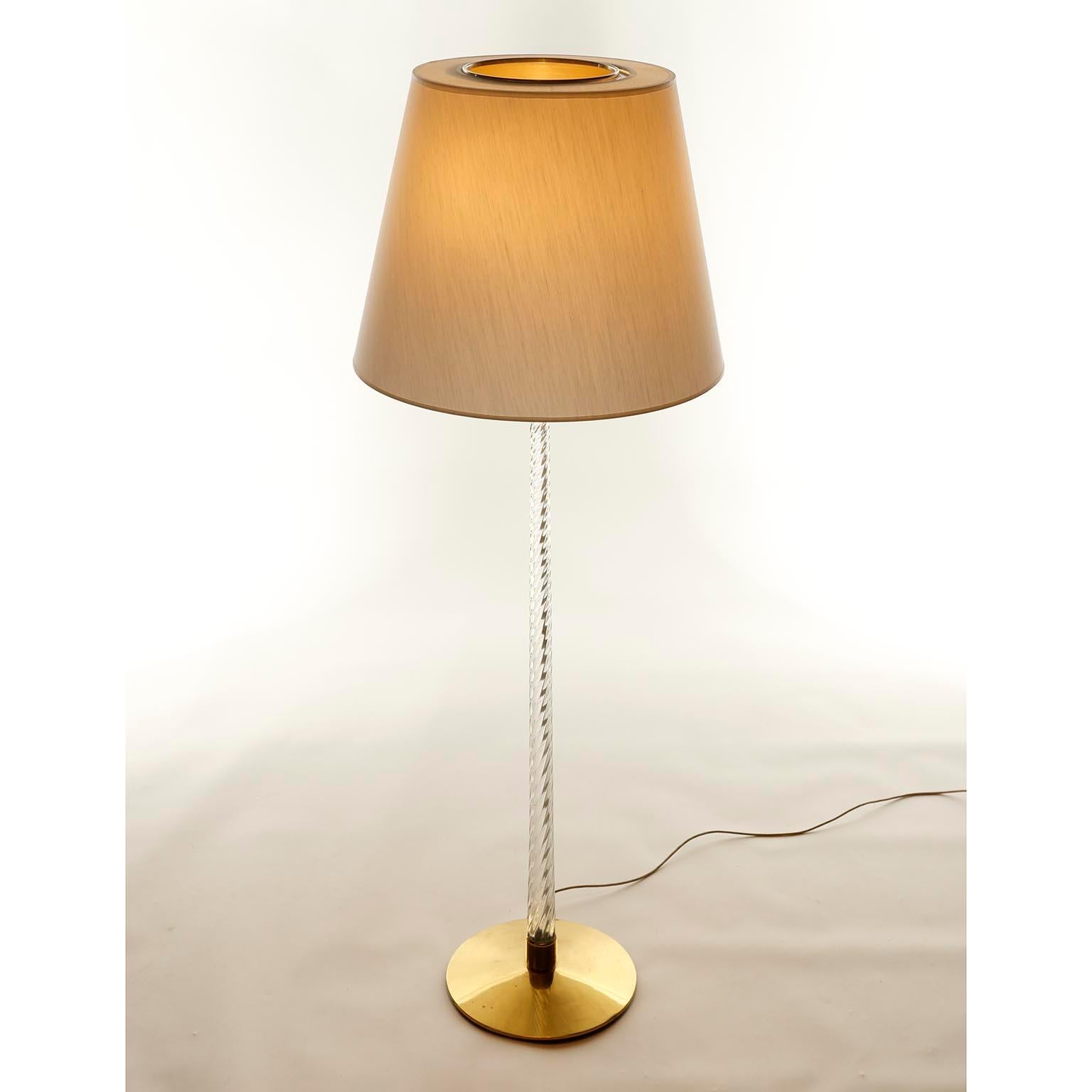 J.T. Kalmar Floor Lamp, Brass Venini Glass Rod Stand, 1960s, 1 of 2 Lamps For Sale 3