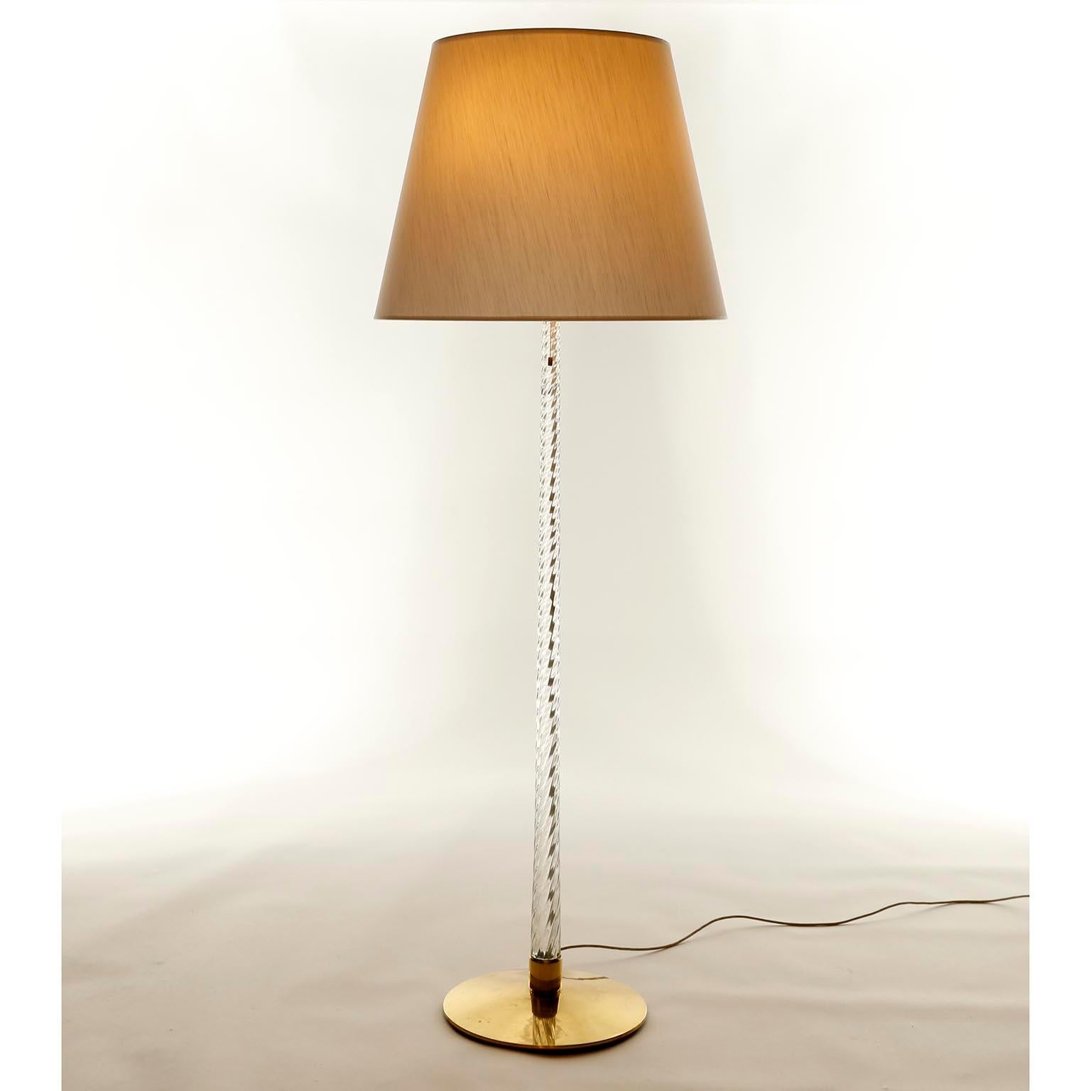 J.T. Kalmar Floor Lamp, Brass Venini Glass Rod Stand, 1960s, 1 of 2 Lamps For Sale 2