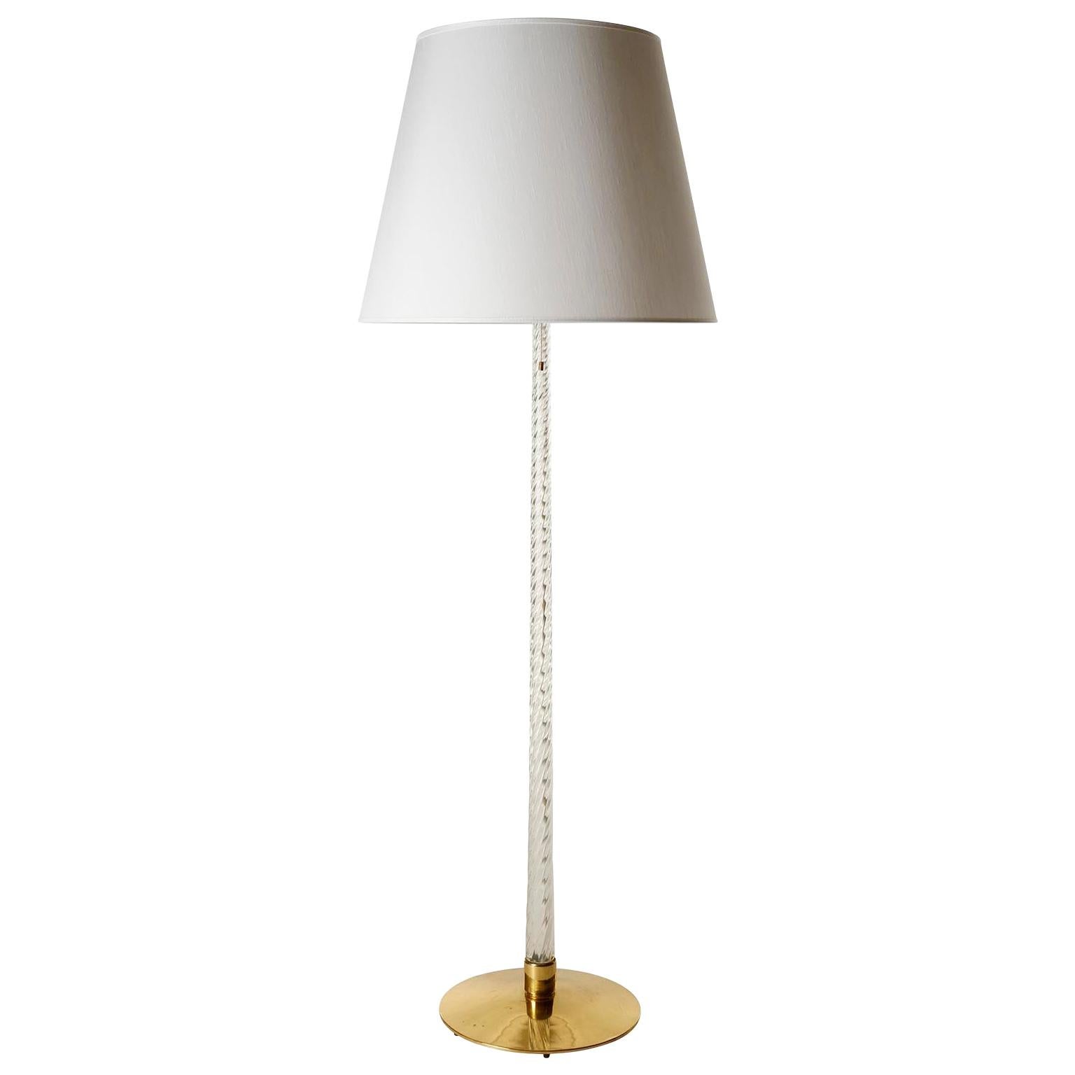 J.T. Kalmar Floor Lamp, Brass Venini Glass Rod Stand, 1960s, 1 of 2 Lamps For Sale