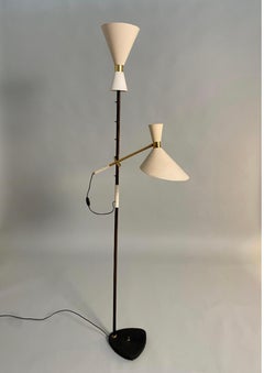 J.T. Kalmar Floor Lamp, Mod. Pelikan 'N. 2097', Metal and Brass, Austria, '50s