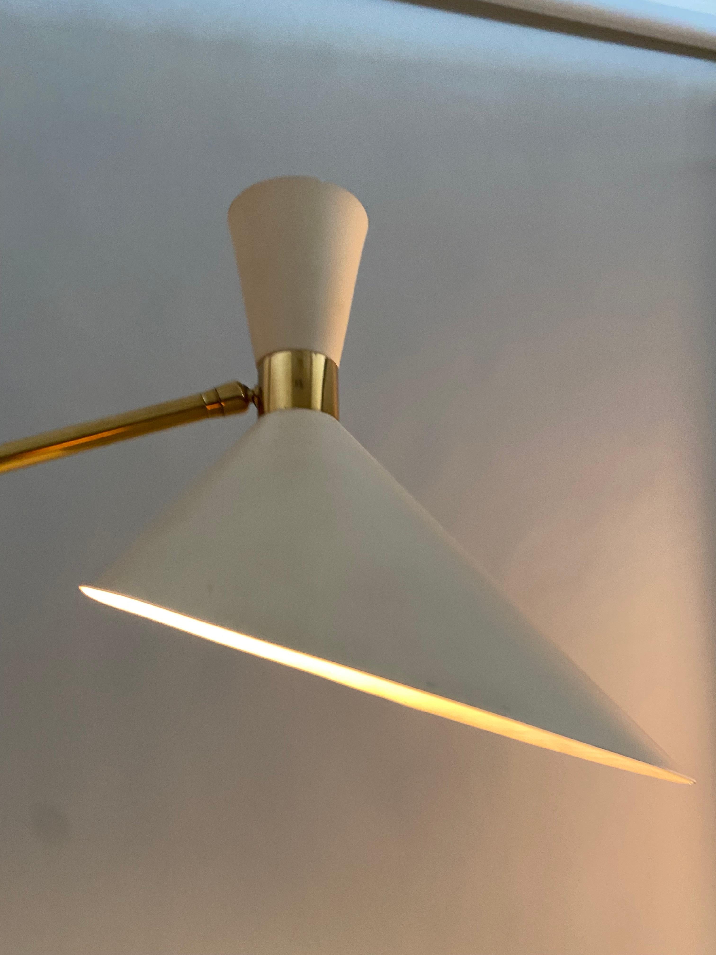 Austrian J.T. Kalmar Floor Lamp, Mod. Pelikan 'N. 2097', Metal and Brass, Austria, '50s