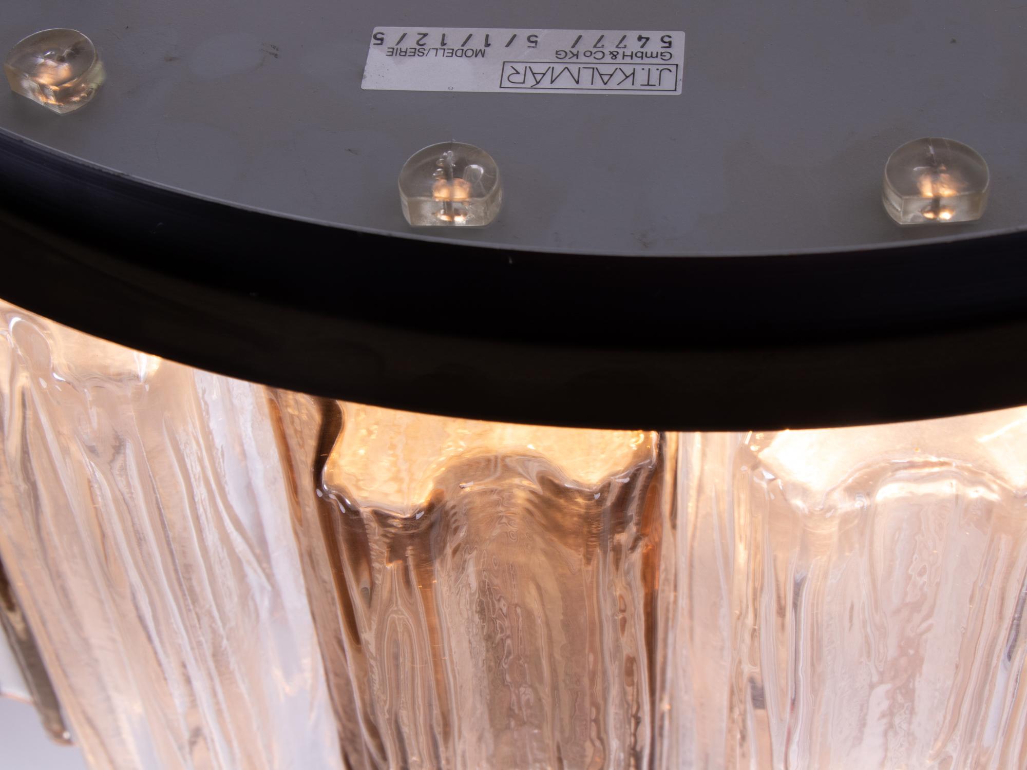 Kalmar Amber Flush Mount Ceiling Light with Venini Tronchi Murano Glass & Brass 3