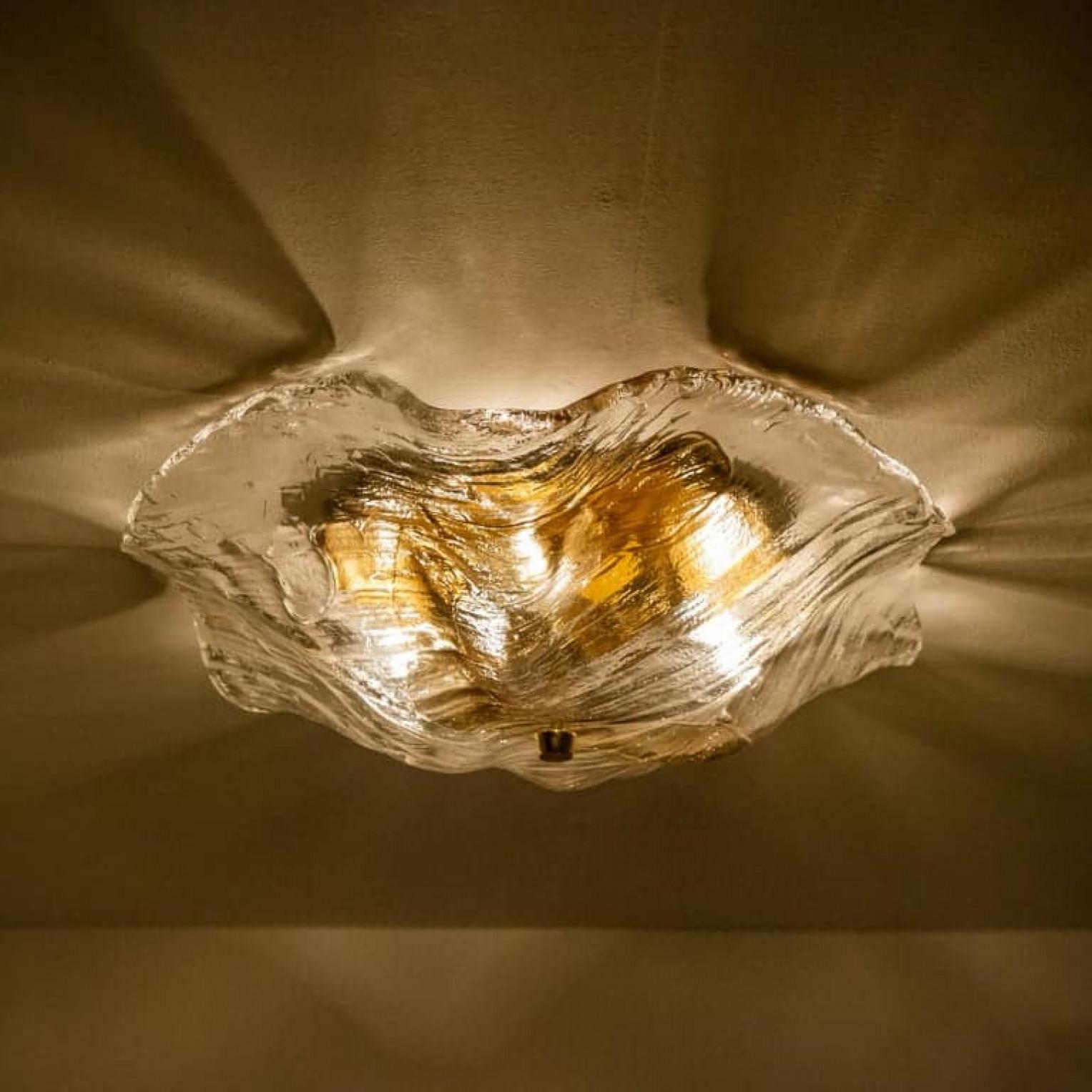 J.T. Kalmar Franken Amber and Clear Flush Mount, Austria, 1960 For Sale 5