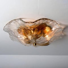 J.T. Kalmar Franken Amber and Clear Flush Mount, Austria, 1960