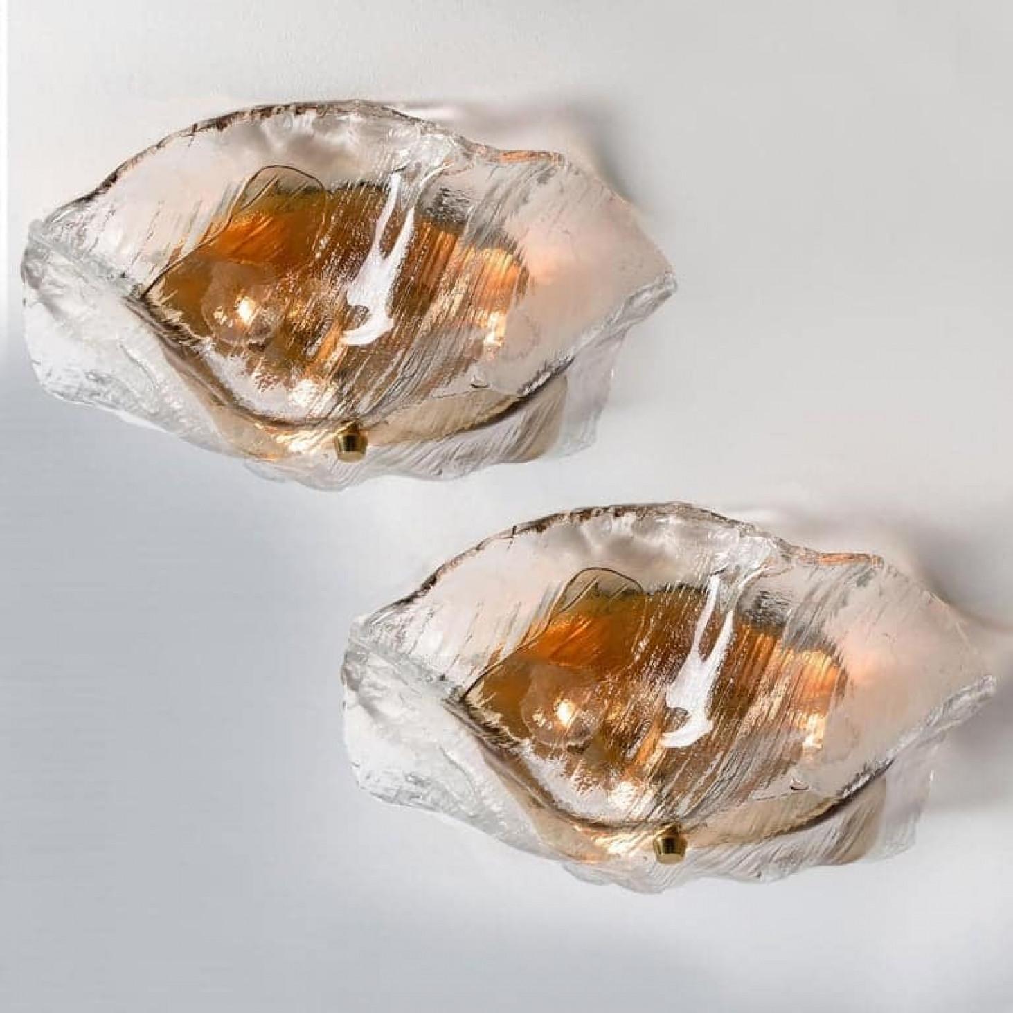 Austrian J.T. Kalmar Franken Amber and Clear Flush Mount, Austria, 1960 For Sale