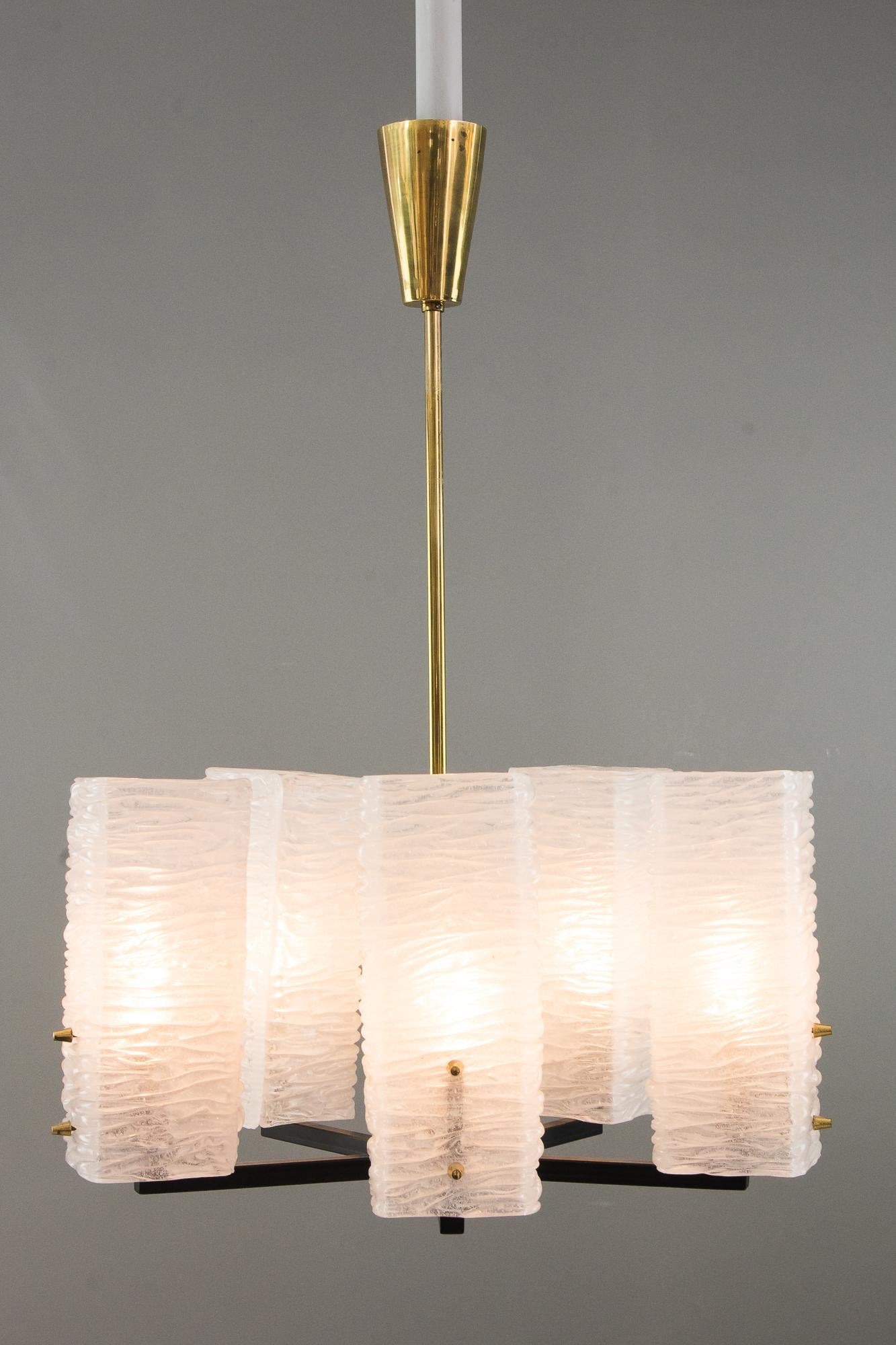 J.T. Kalmar Frosted Glass Chandelier, Vienna, circa 1960s For Sale 4