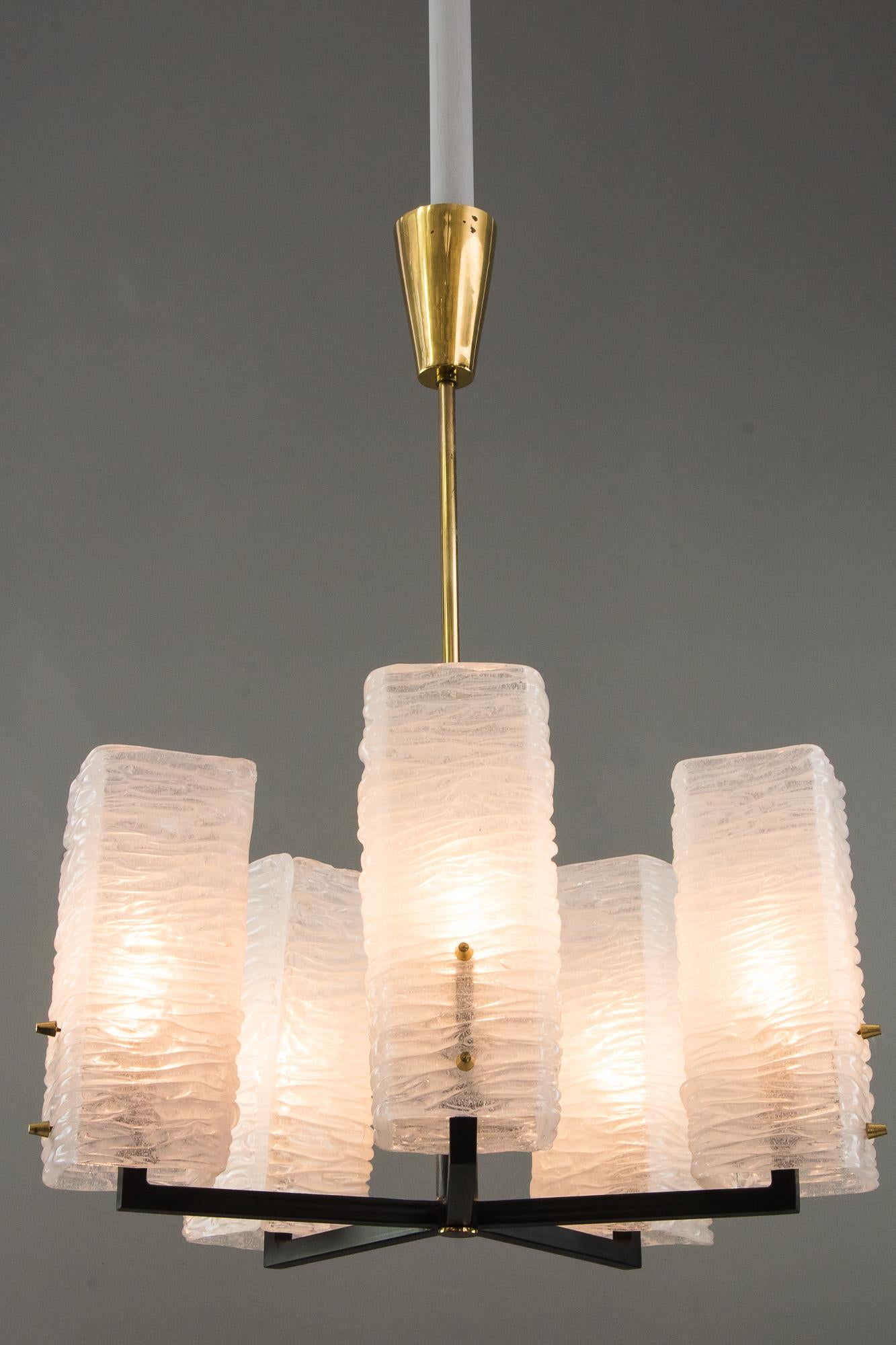 J.T. Kalmar Frosted Glass Chandelier, Vienna, circa 1960s For Sale 5