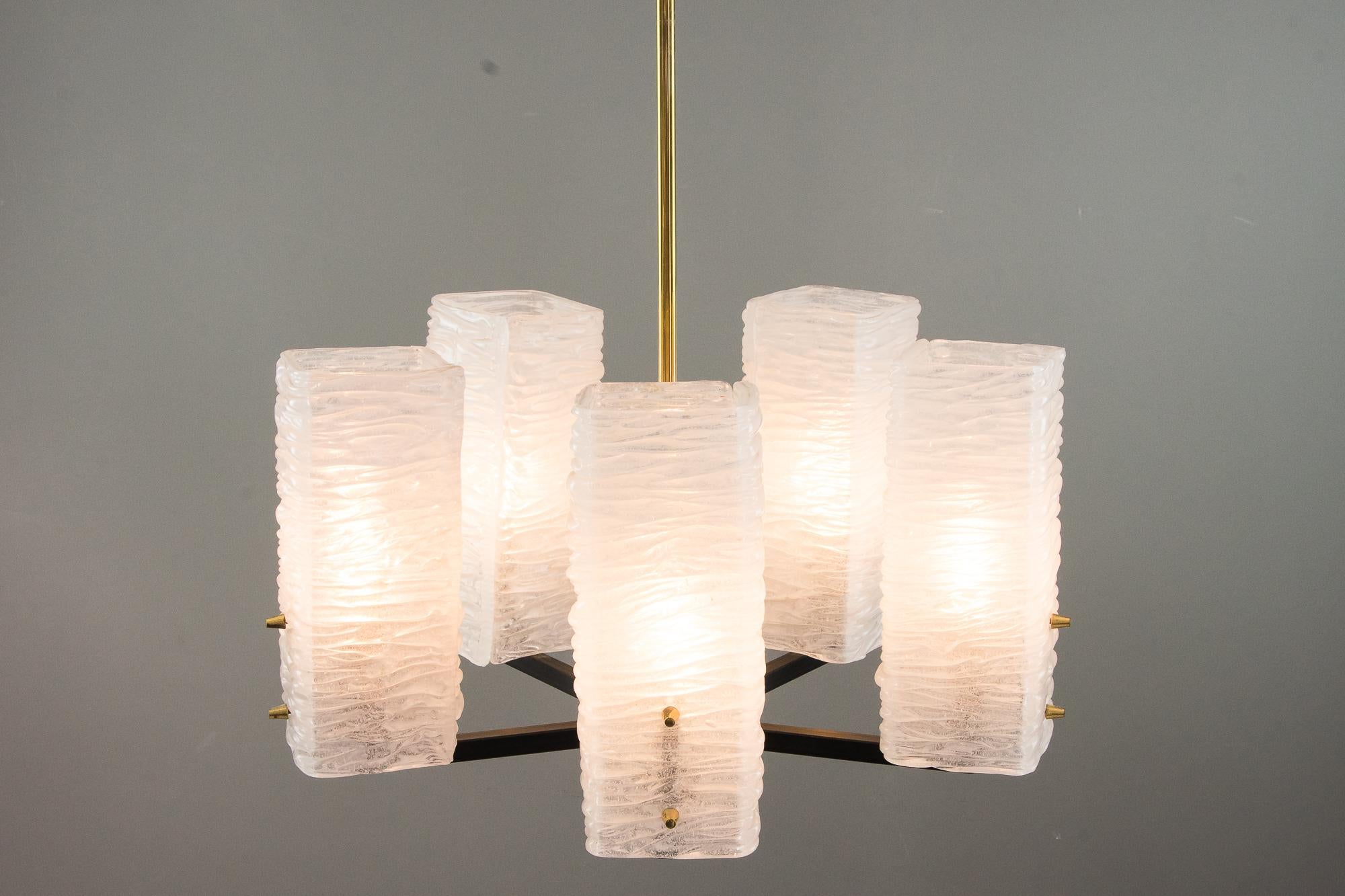 J.T. Kalmar Frosted Glass Chandelier, Vienna, circa 1960s For Sale 7