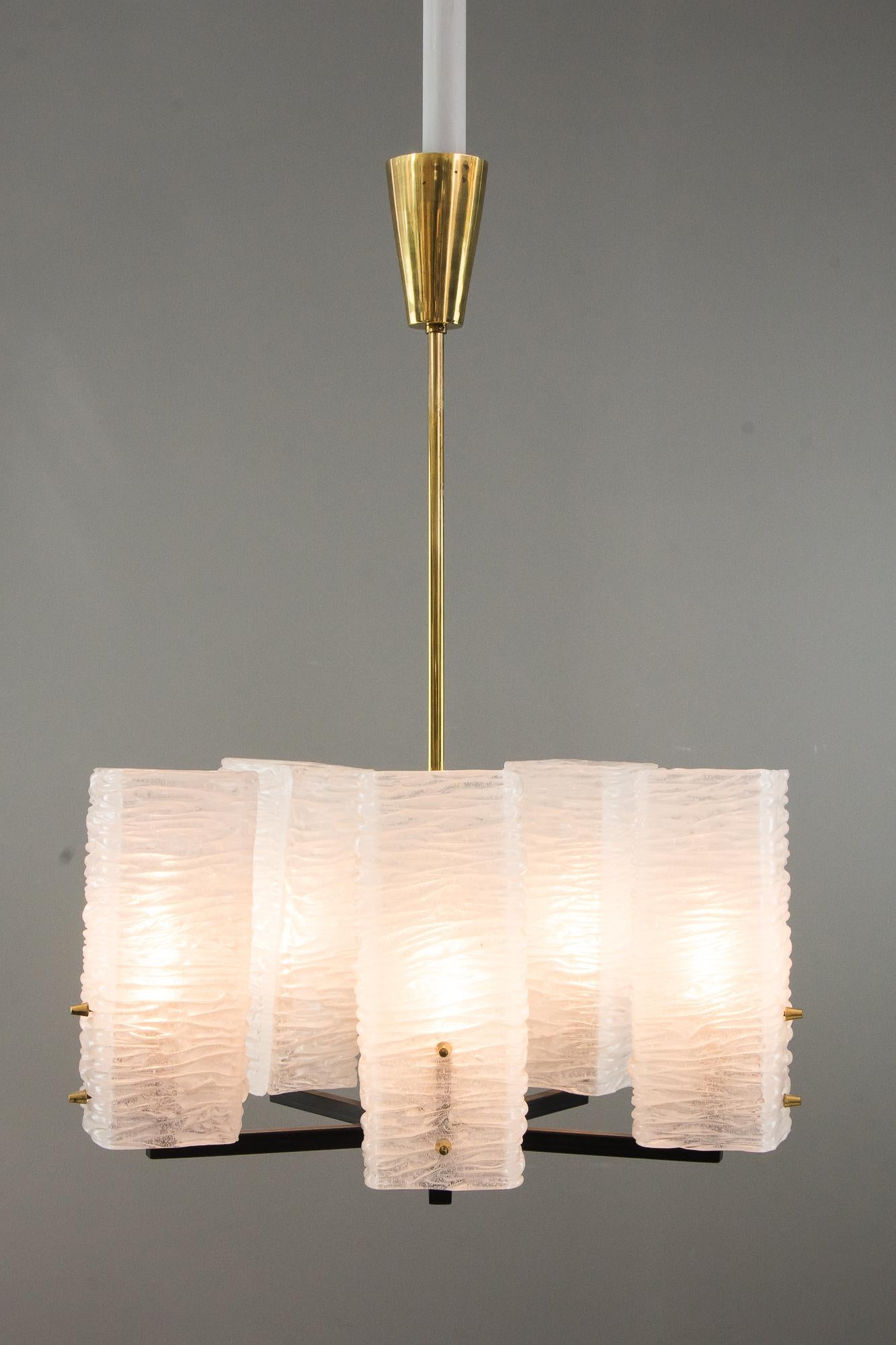 J.T. Kalmar Frosted Glass Chandelier, Vienna, circa 1960s For Sale 8