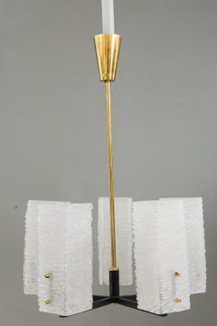 J.T. Kalmar Frosted Glass Chandelier, Vienna, circa 1960s