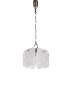 J.T. Kalmar Frosted Glass Panel Pendant Lamp Austria, 1960s