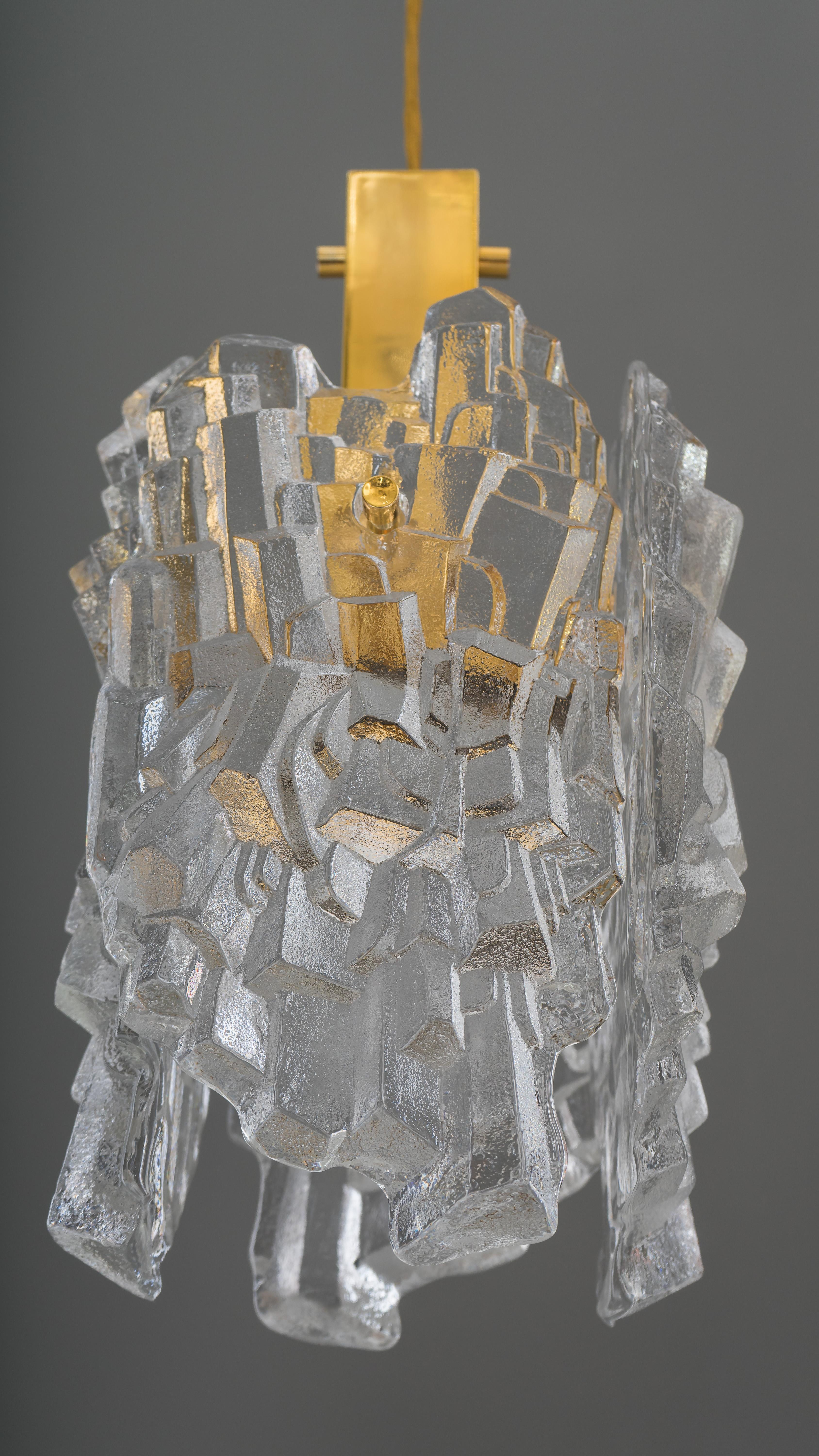J.T. Kalmar Gilded Iceglass Pendant, circa 1950s 5