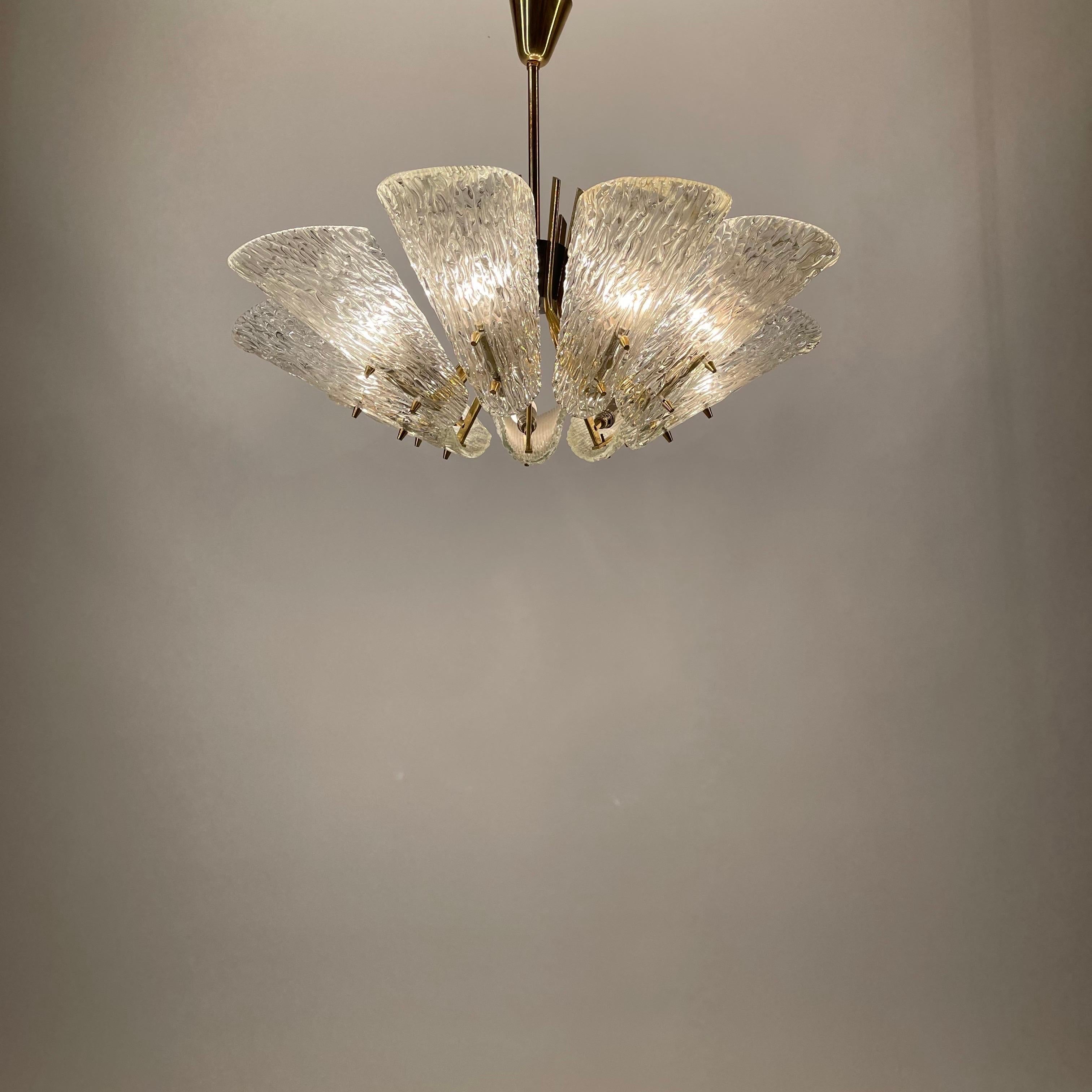 J.T. Kalmar Glass Chandelier, Austria, 1950s For Sale 3