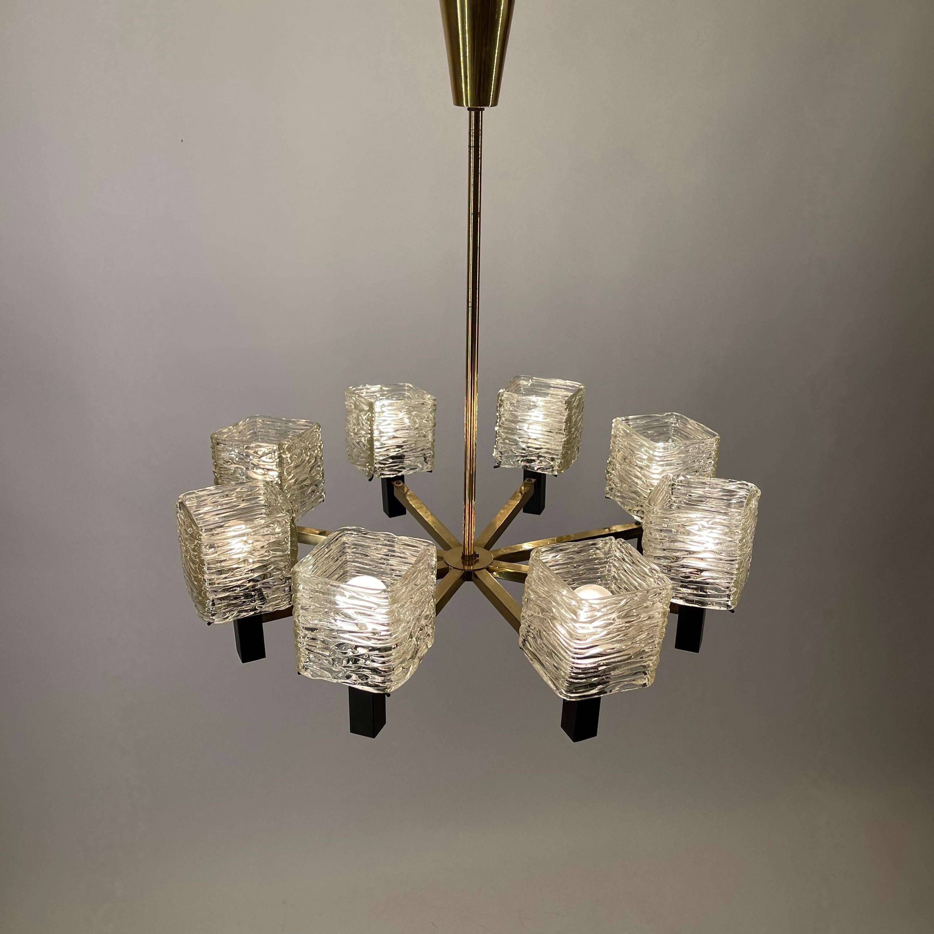 J.T. Kalmar Glass Chandelier, Austria 1950s 5