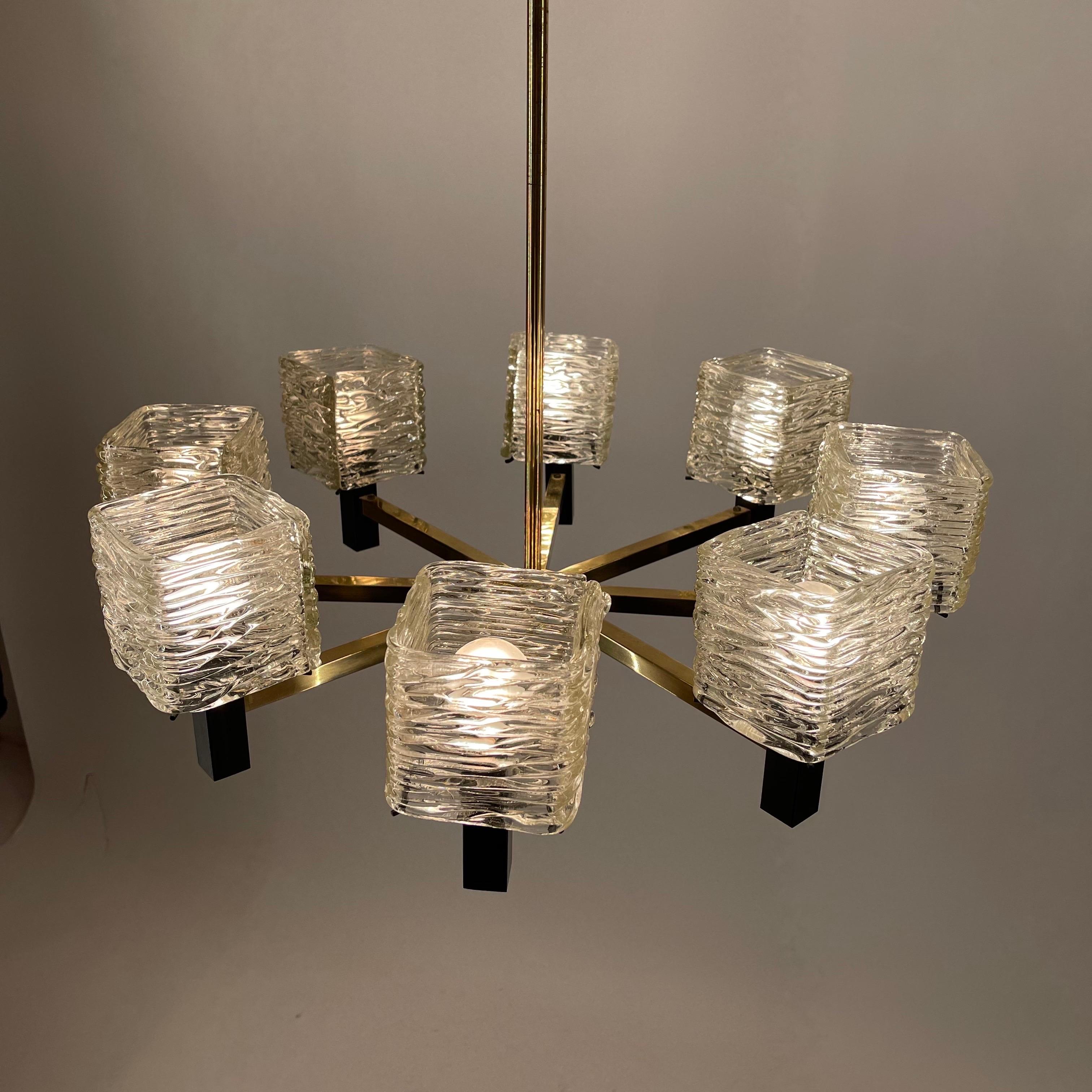 J.T. Kalmar Glass Chandelier, Austria 1950s 10