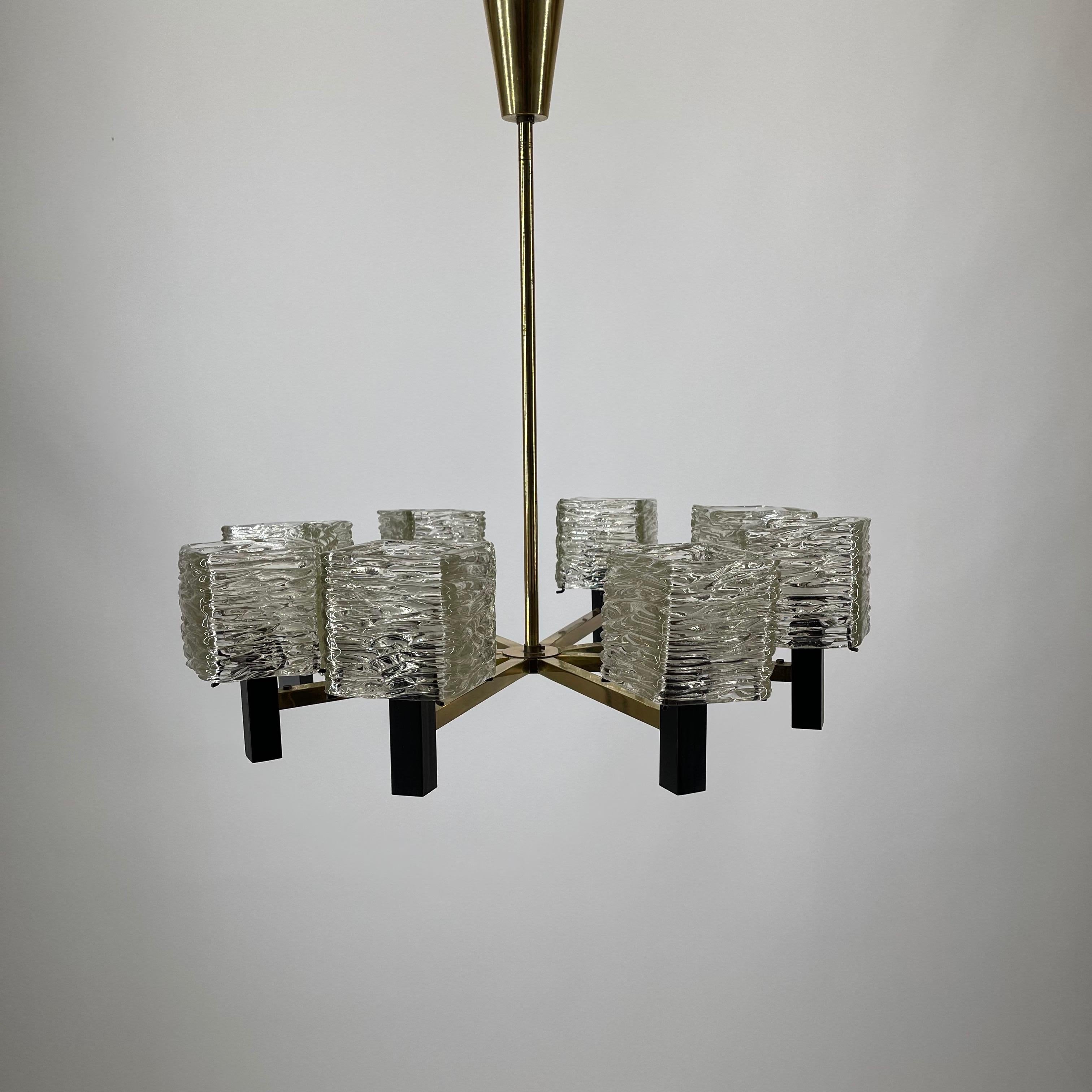 J.T. Kalmar glass chandelier, Austria 1950s.
