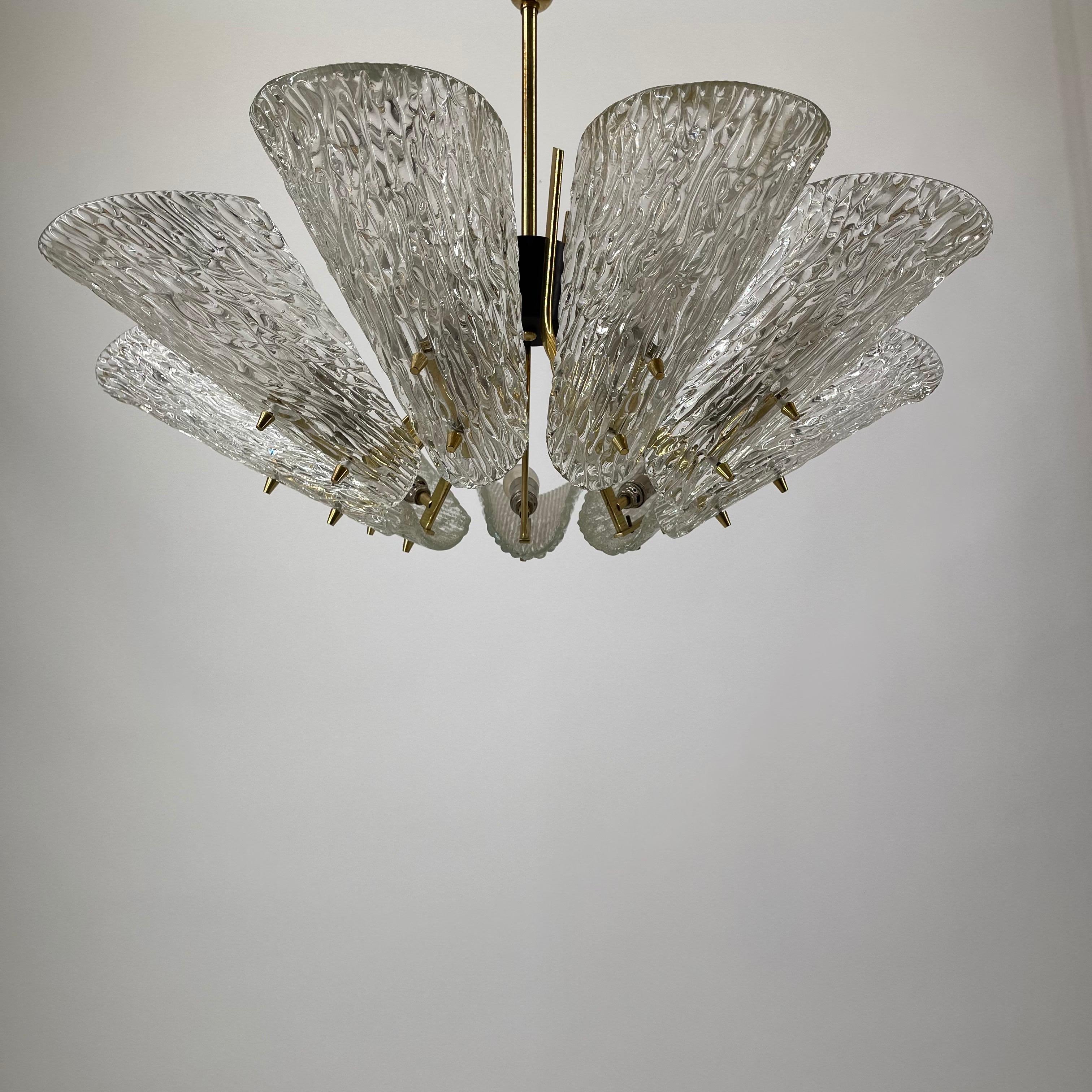 J.T. Kalmar glass chandelier, Austria, 1950s.