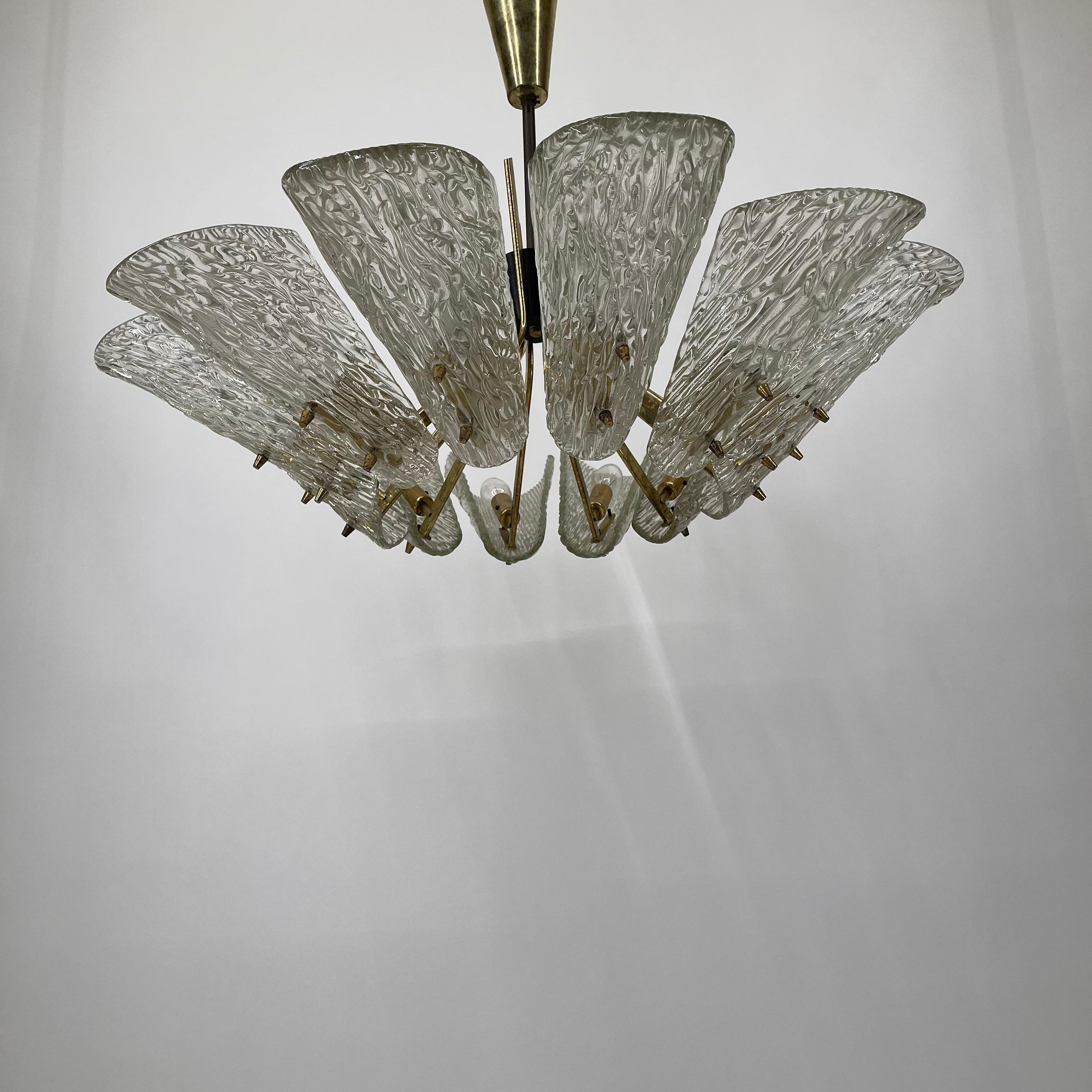 J.T. Kalmar glass chandelier, Austria, 1950s.