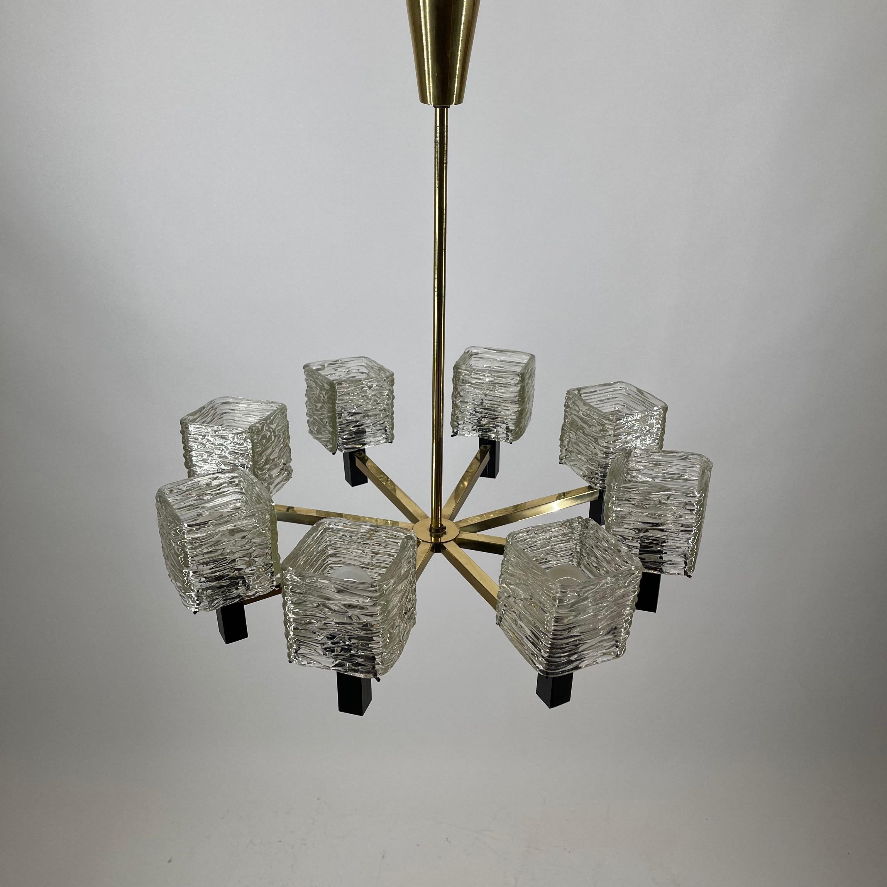 Austrian J.T. Kalmar Glass Chandelier, Austria 1950s