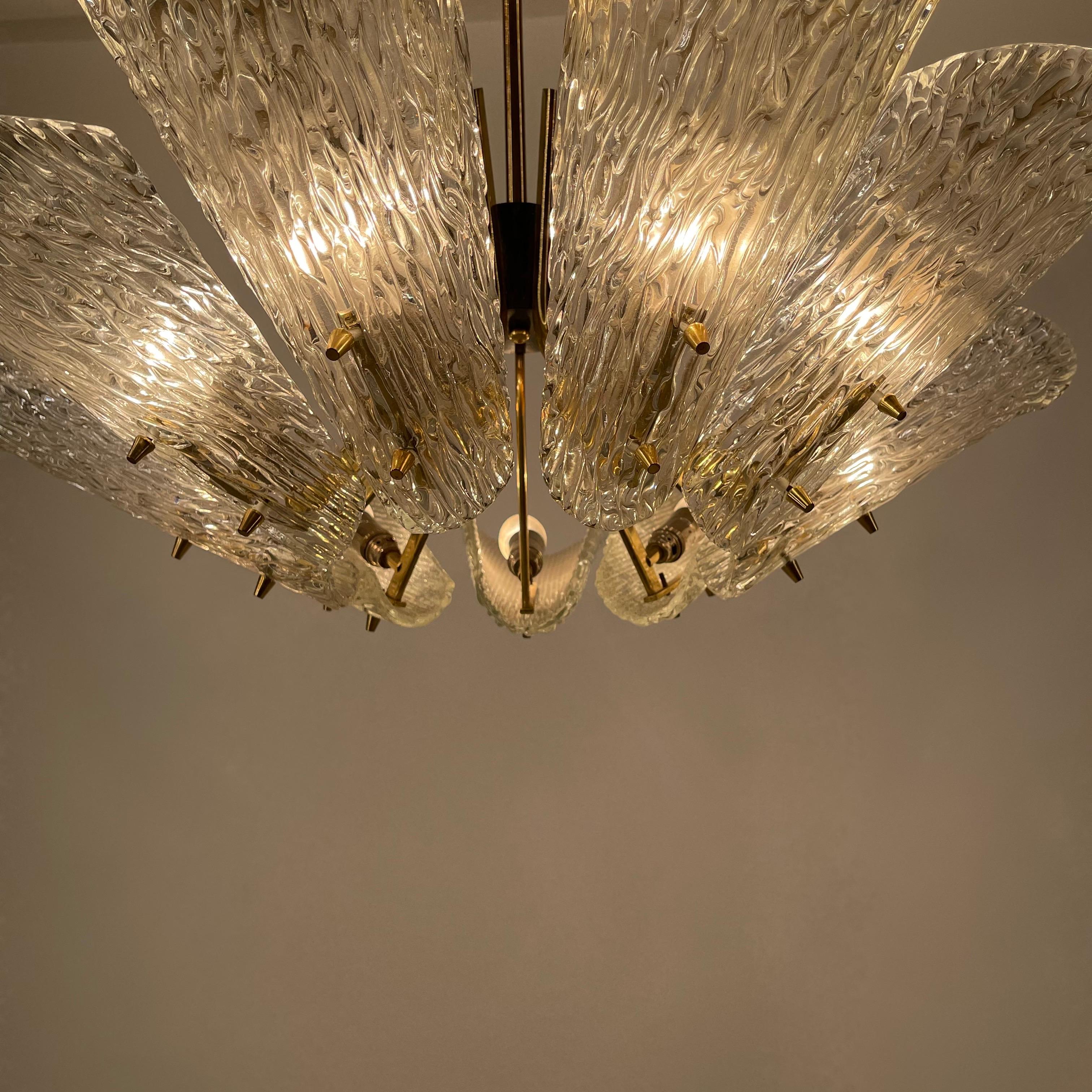 J.T. Kalmar Glass Chandelier, Austria, 1950s For Sale 1