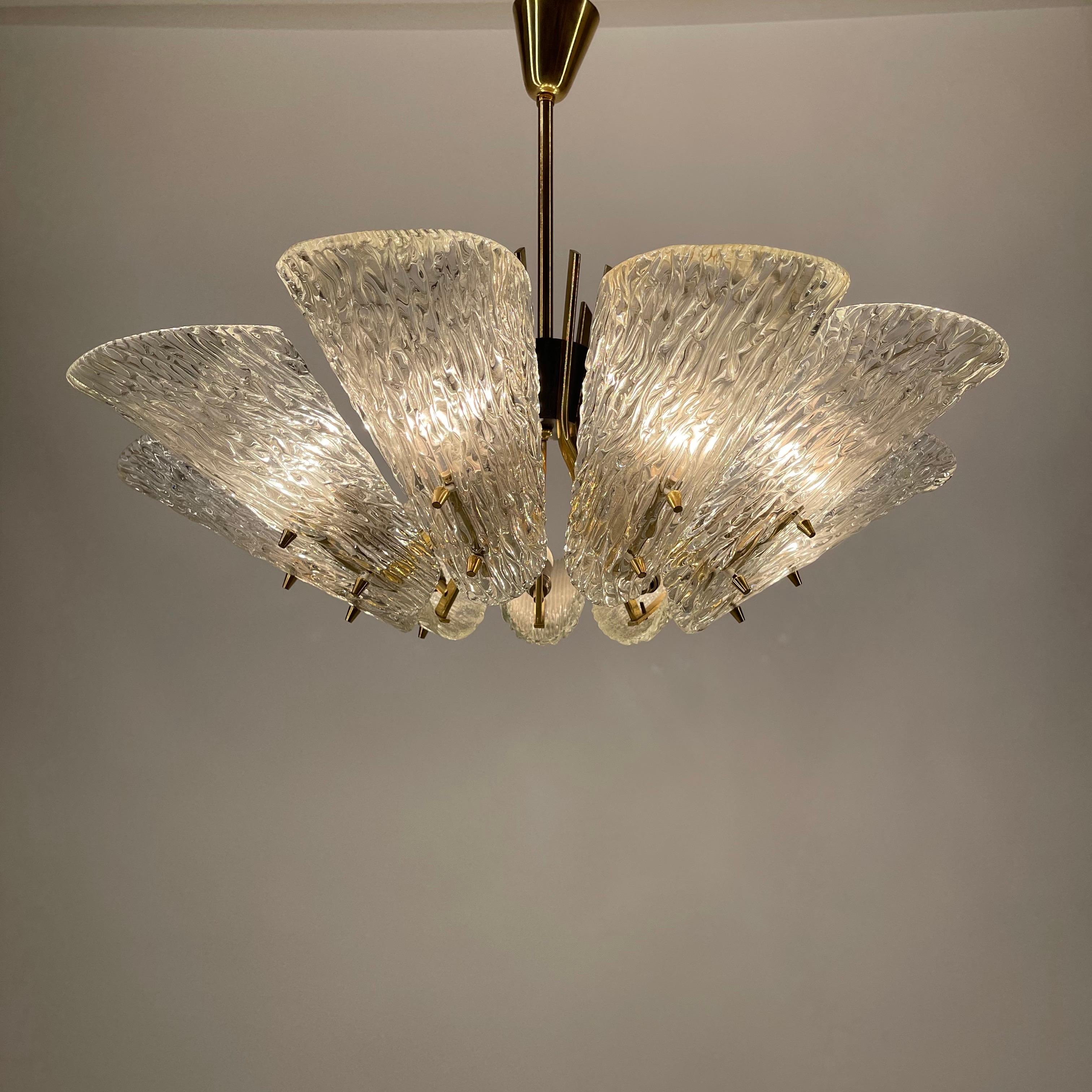 J.T. Kalmar Glass Chandelier, Austria, 1950s For Sale 2