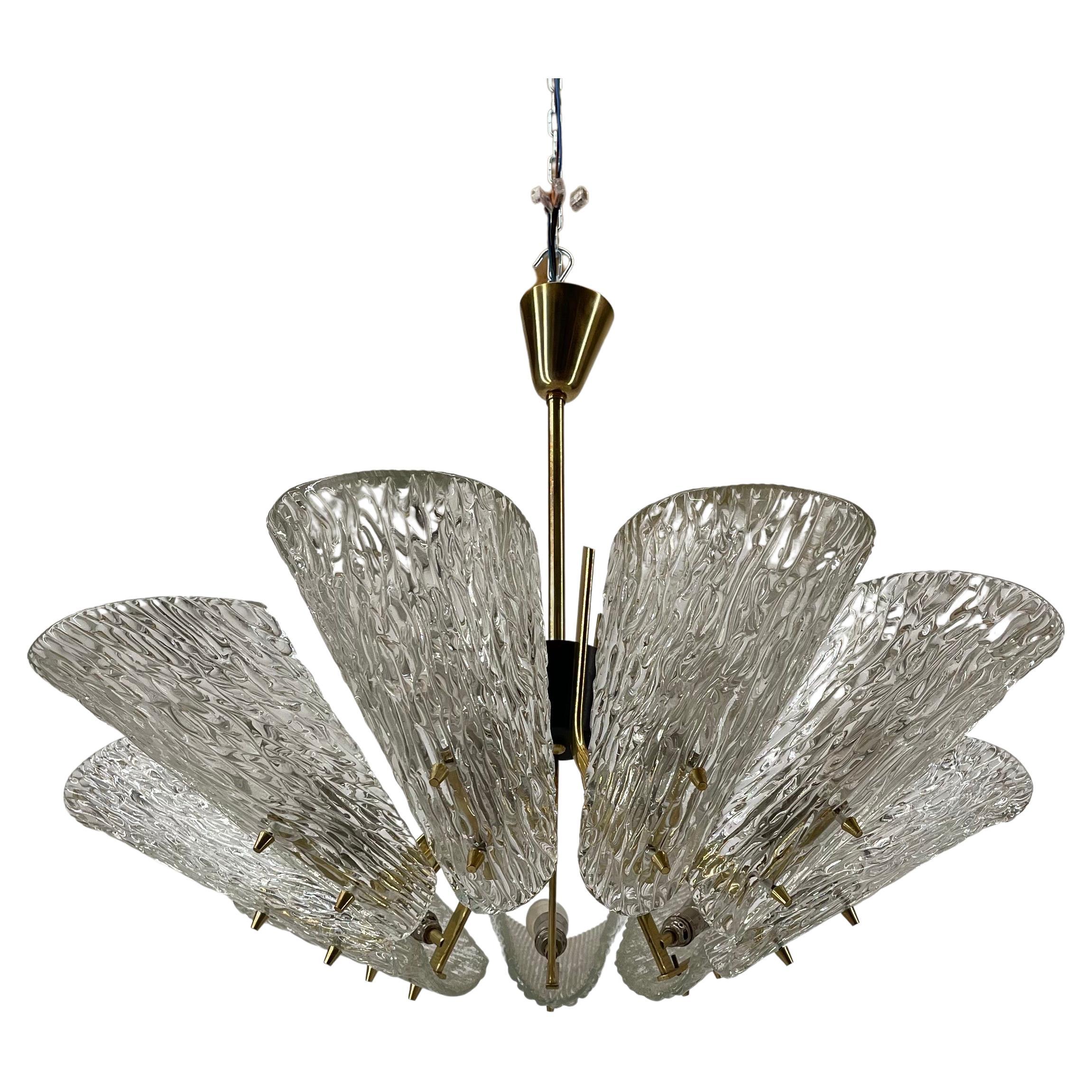 J.T. Kalmar Glass Chandelier, Austria, 1950s For Sale