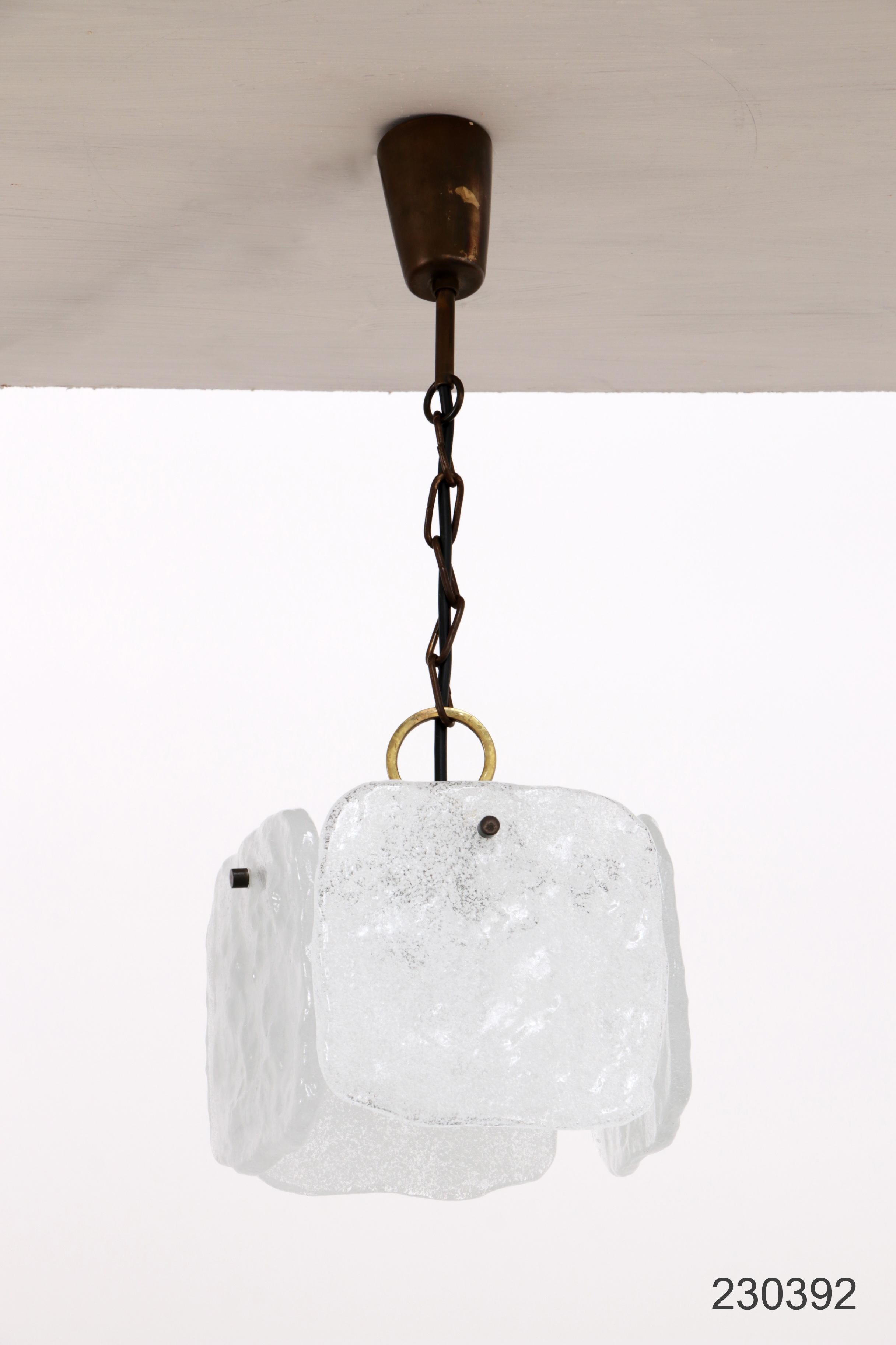 J.T Kalmar hanging lamp Pulegoso Foam glass, 1960 4