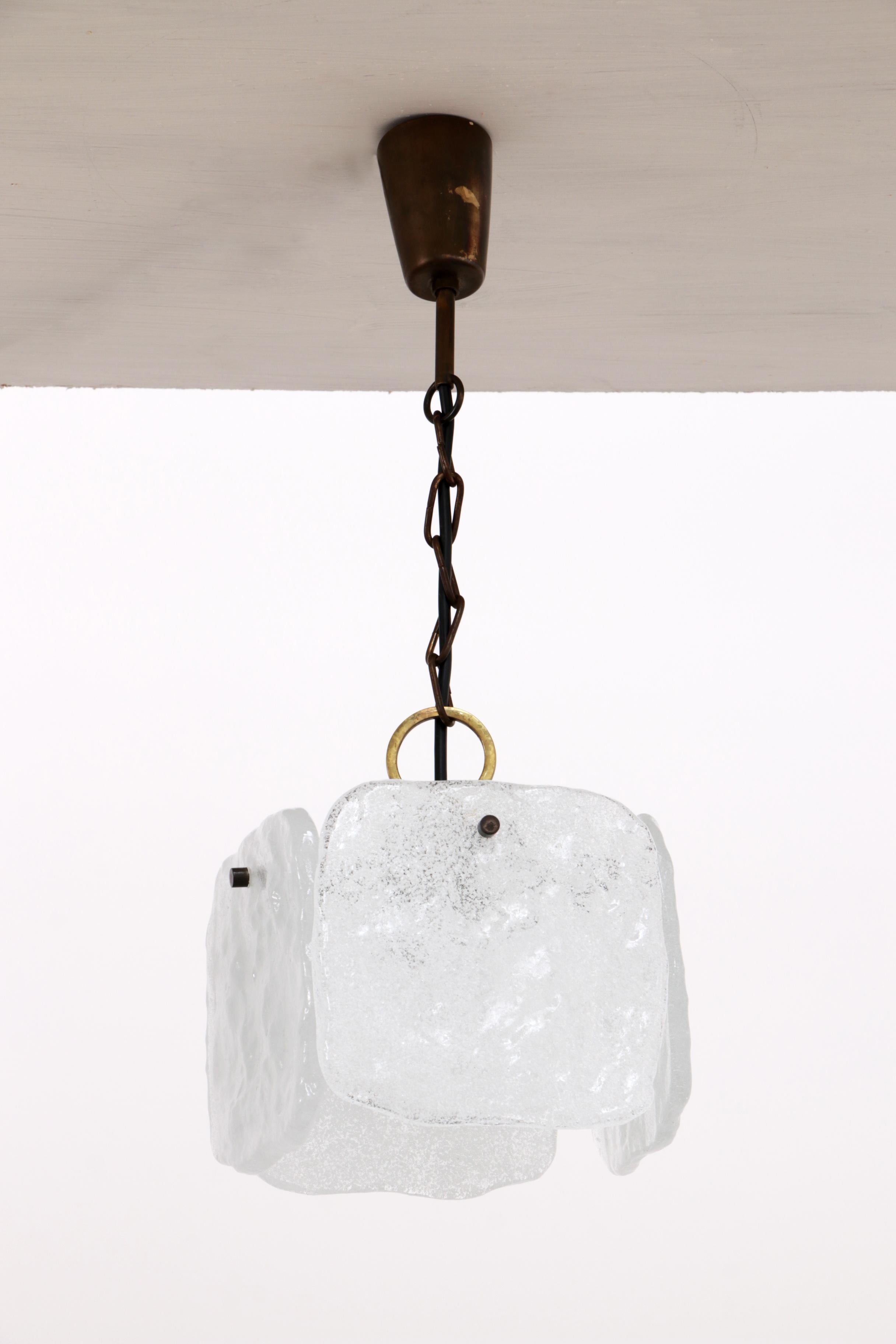 German J.T Kalmar hanging lamp Pulegoso Foam glass, 1960