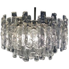 J.T. Kalmar 'Ice Glass' Chandelier, 1960s, Large Size with Thirteen Lamp Sockets