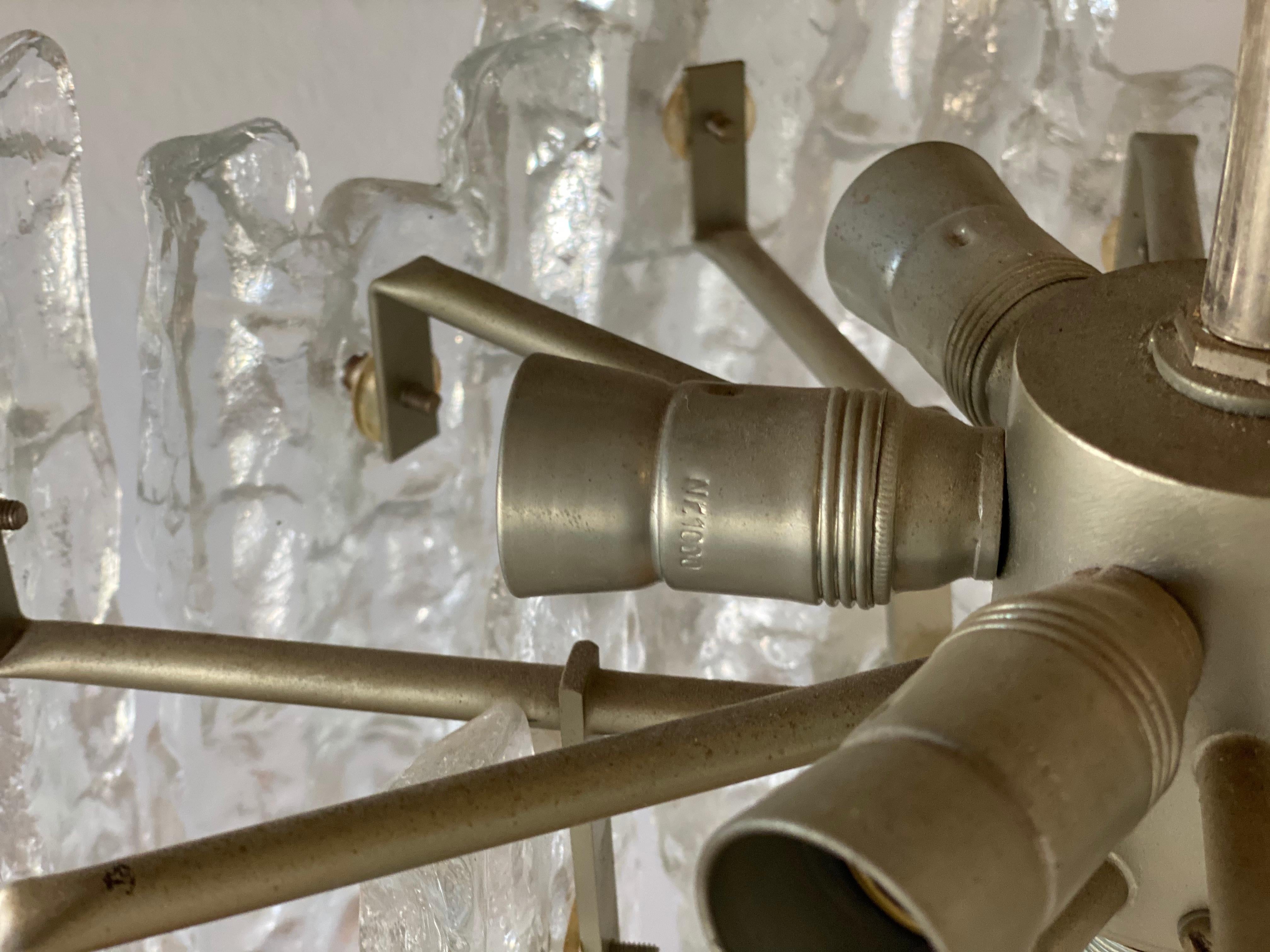 J.T. Kalmar 'Ice Glass' Chandelier, 1960s, Middel Size with Six Lamp