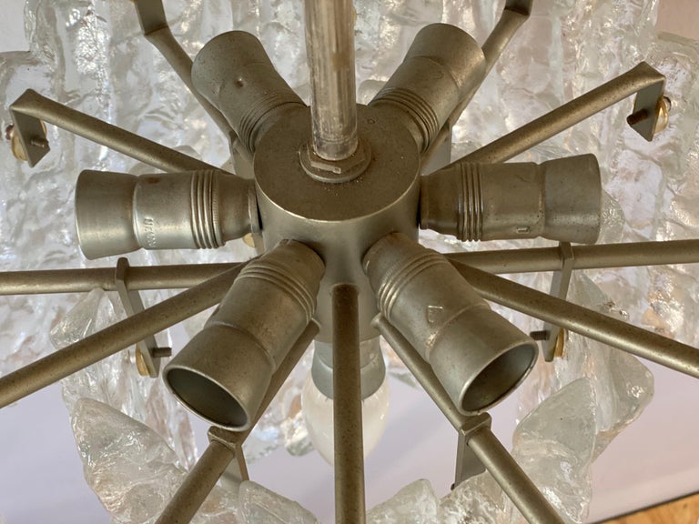 J.T. Kalmar 'Ice Glass' Chandelier, 1960s, Middel Size with Six Lamp