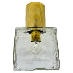 J.T. Kalmar iced glass and brass ceiling lamp , 1970s