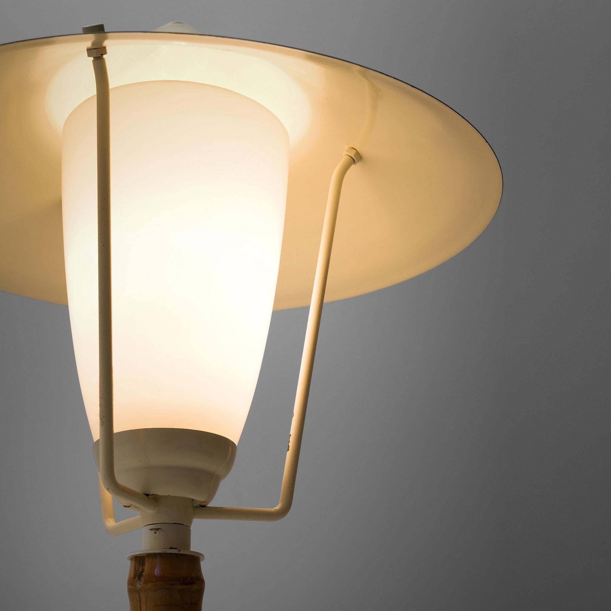 Austrian J.T. Kalmar 'Karla' Bamboo Green Table Lamp