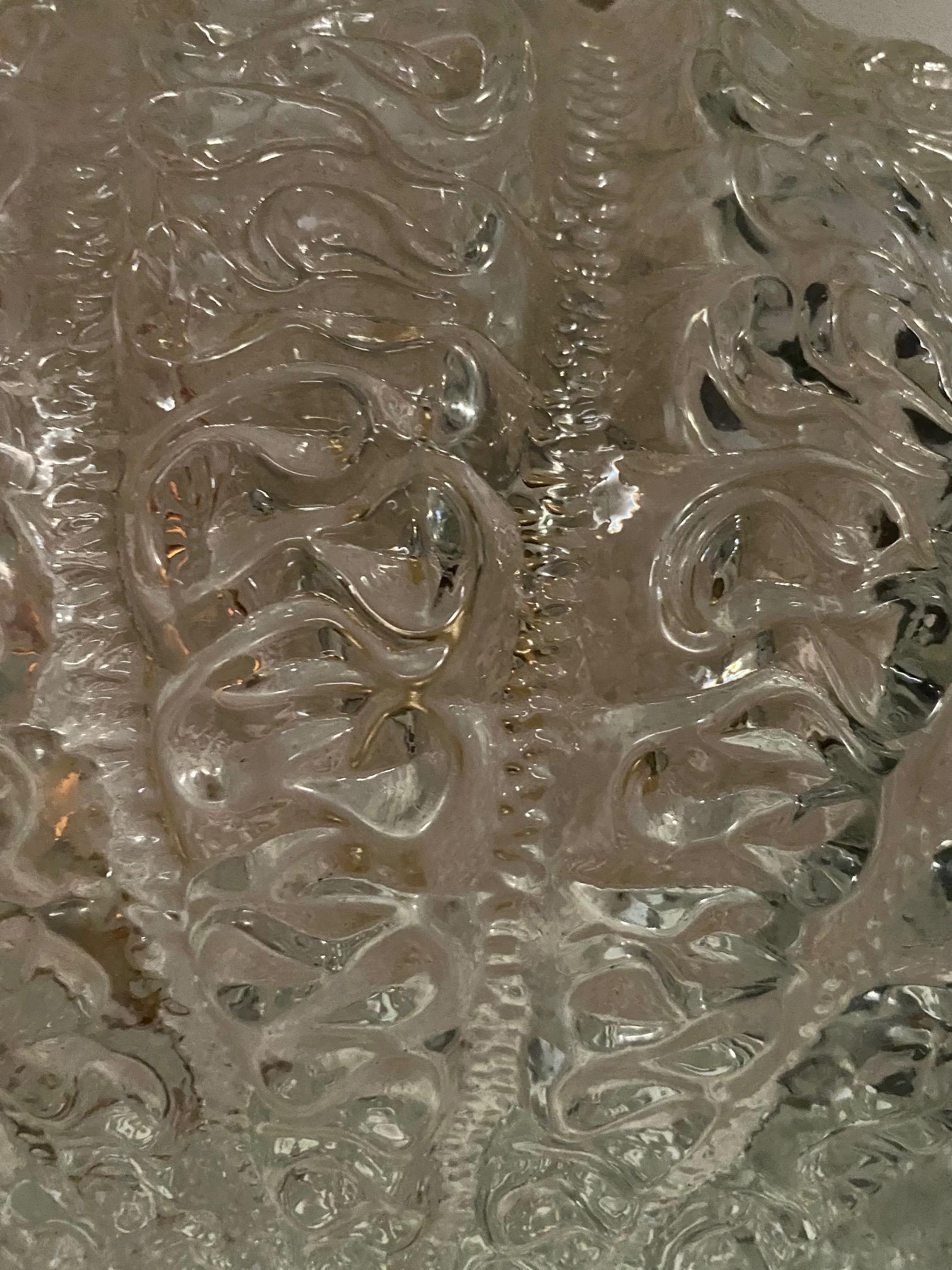 JT Kalmar Lighting Pendant Globe Ice Frost Glass, Austria, 1970 In Good Condition In DÉNIA, ES