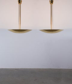 J.T Kalmar Mid Century Brass Dome Ceiling Light Semi Flush Mount, Austria