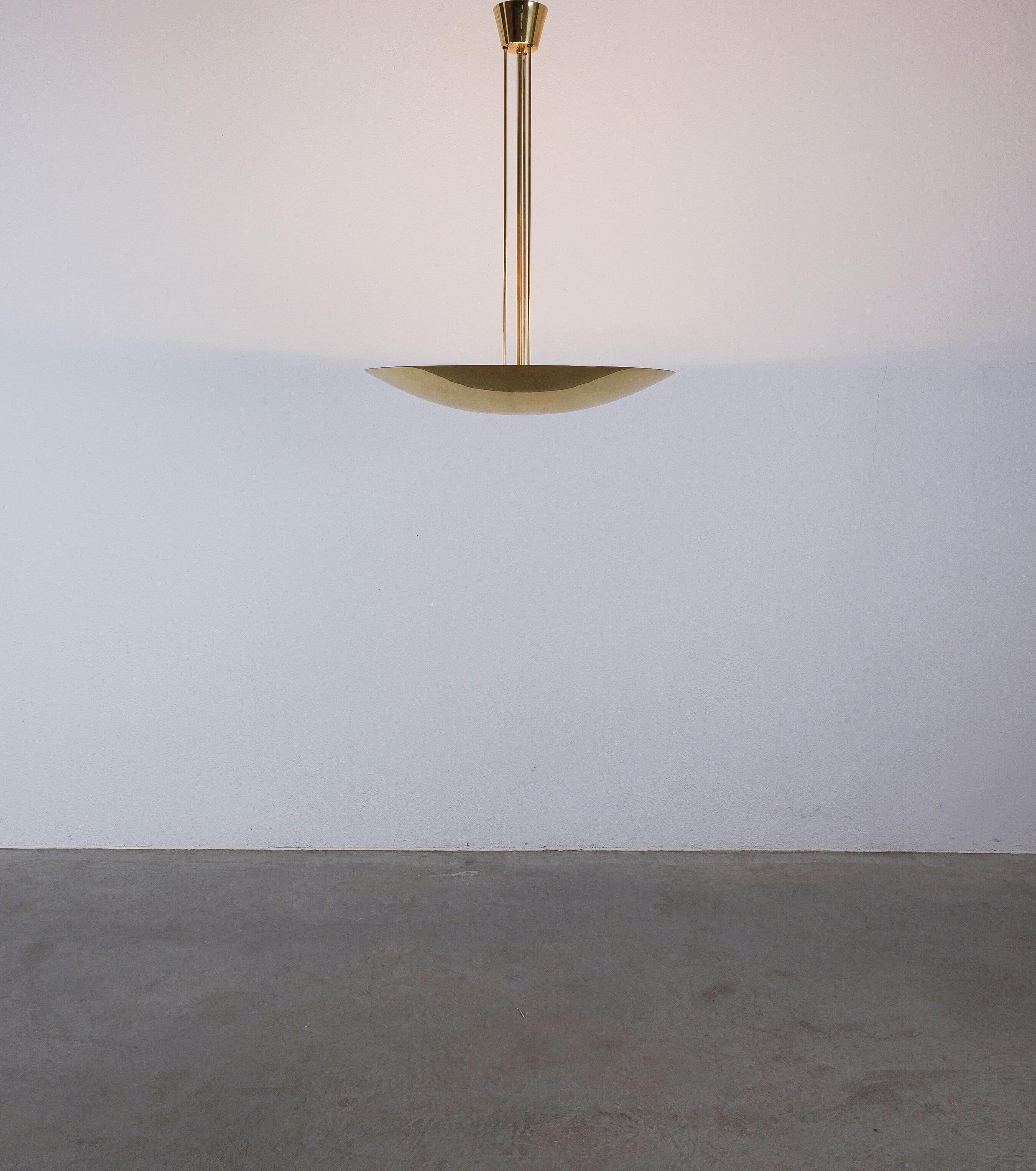 Austrian J.T Kalmar Mid Century Brass Dome Ceiling Light Semi Flush Mount, Austria