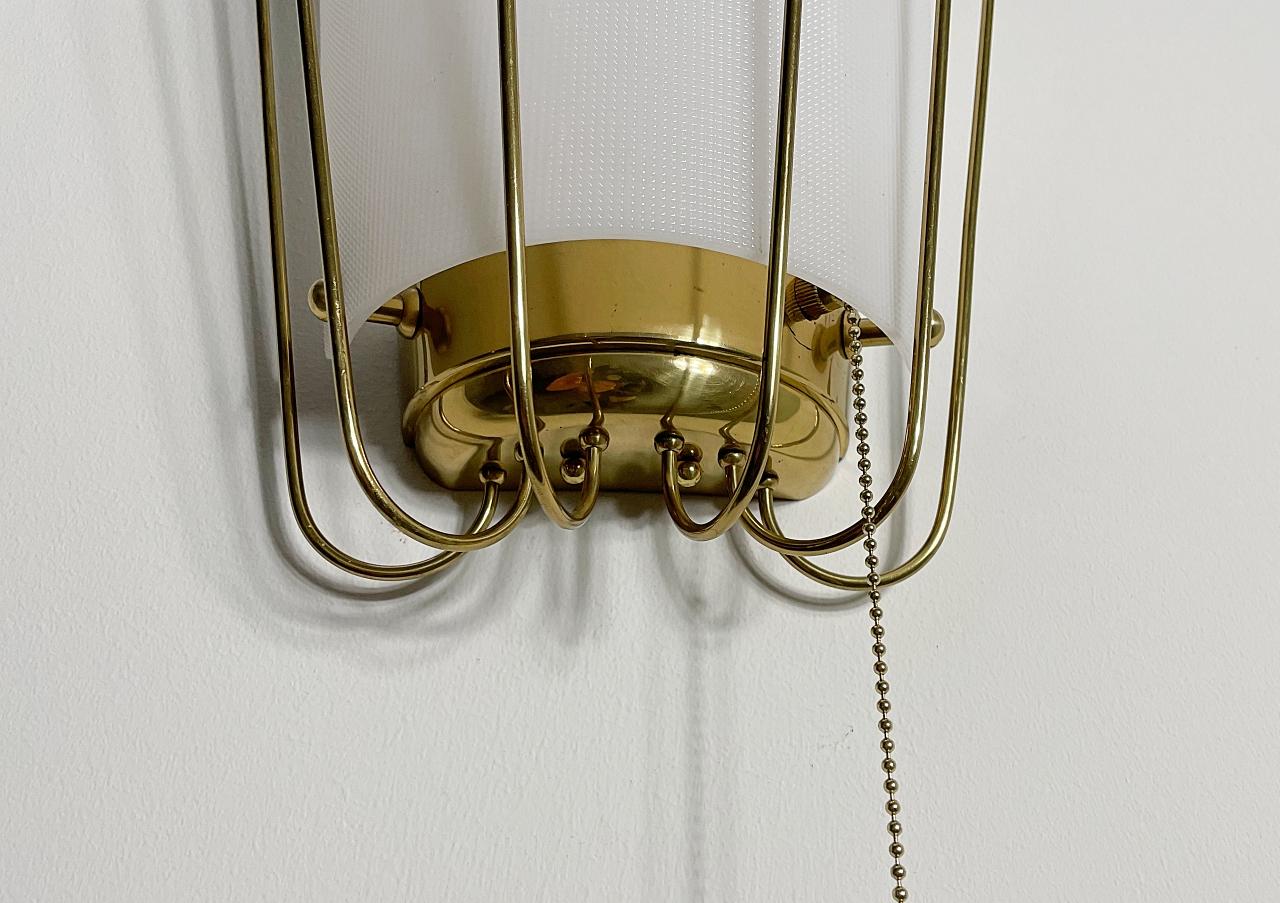 Austrian J.T. Kalmar Midcentury Brass Wall Light, Sconce, Brass Pins, 1950s, Austria For Sale