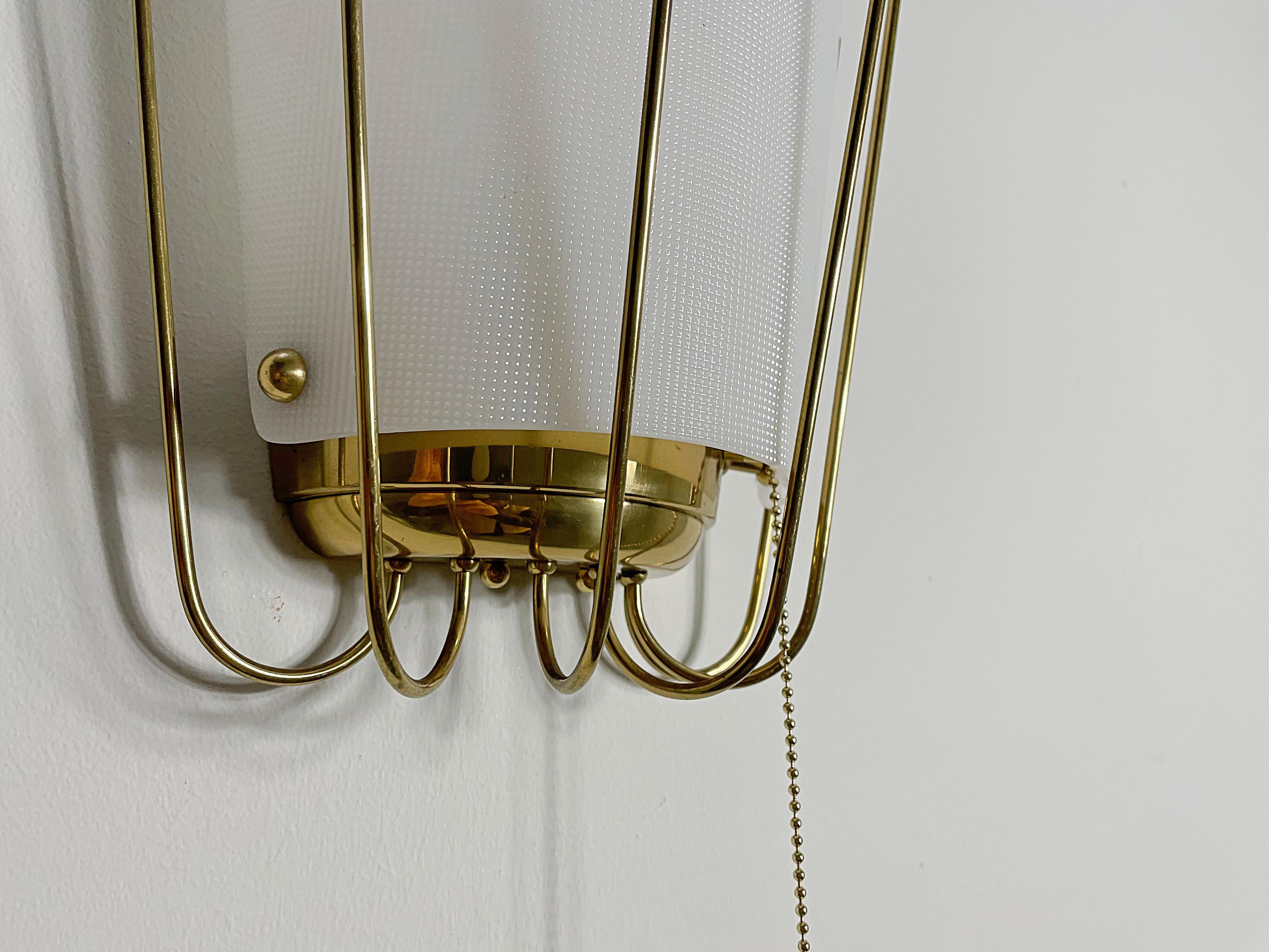 Hand-Crafted J.T. Kalmar Midcentury Brass Wall Light, Sconce, Brass Pins, 1950s, Austria For Sale