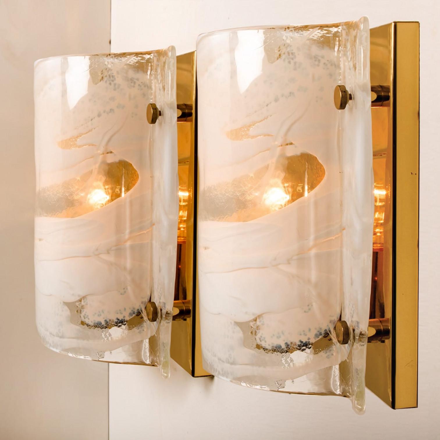 J.T. Kalmar Murano Glass Brass Sconces, Austria, 1960 For Sale 3