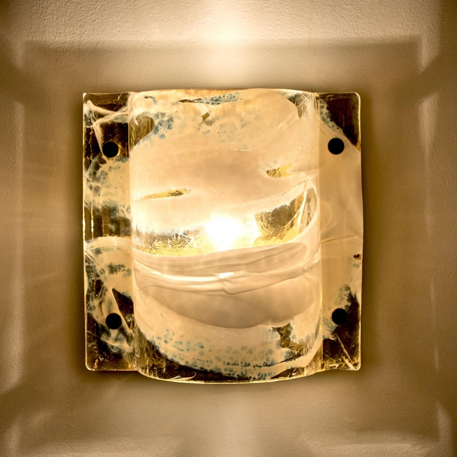 J.T. Kalmar Murano Glass Brass Sconces, Austria, 1960 For Sale 4