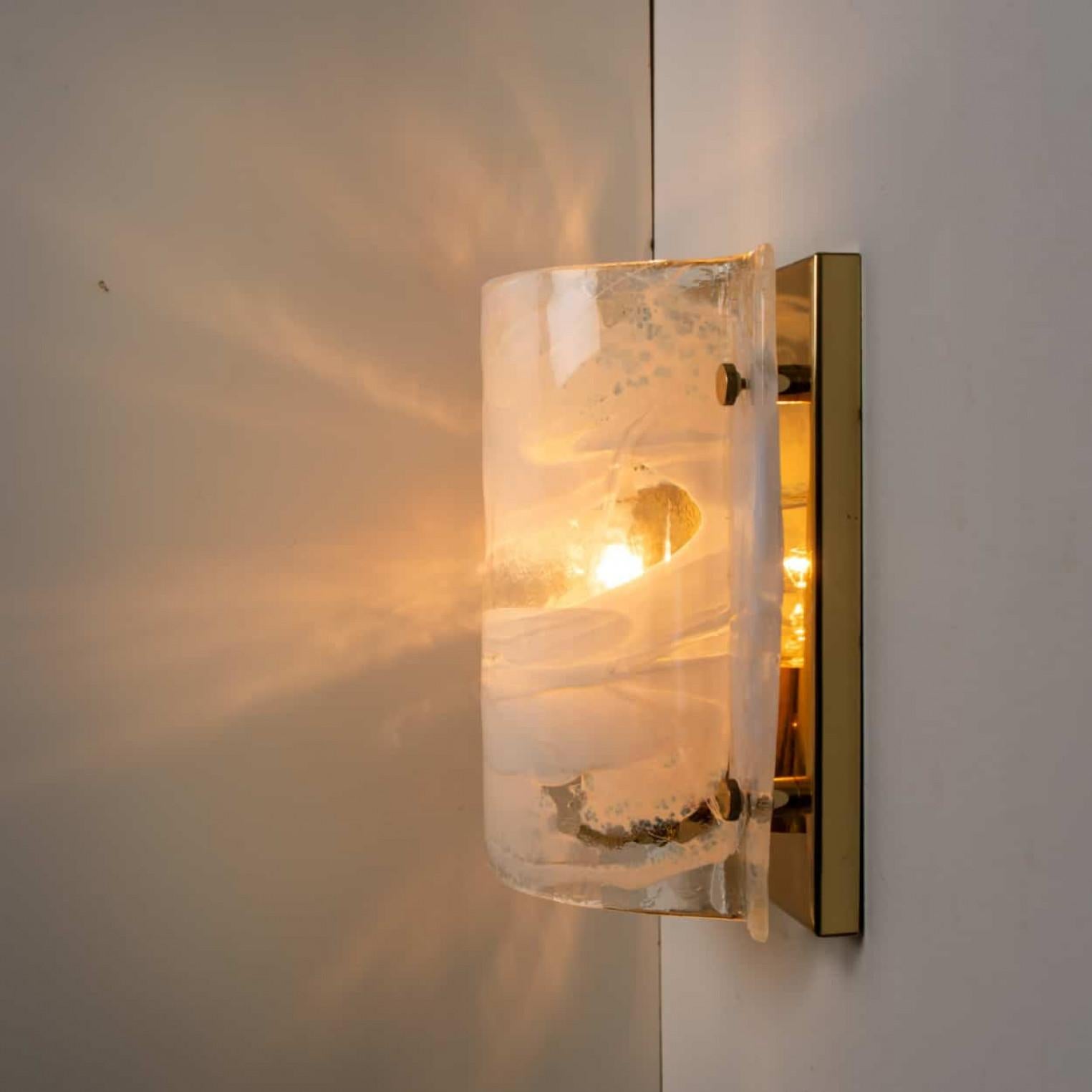 J.T. Kalmar Murano Glass Brass Sconces, Austria, 1960 For Sale 5