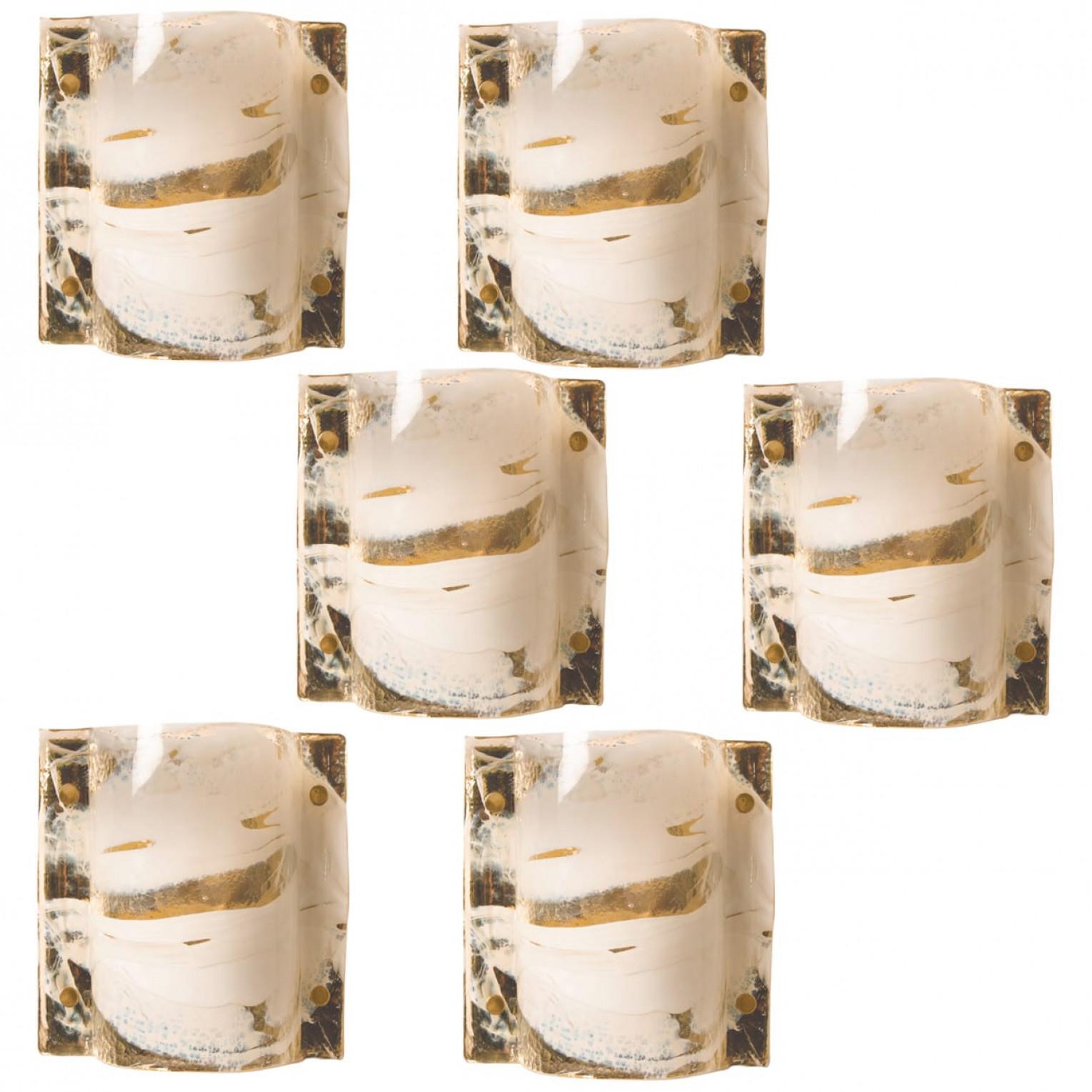 J.T. Kalmar Murano Glass Brass Sconces, Austria, 1960 For Sale 7