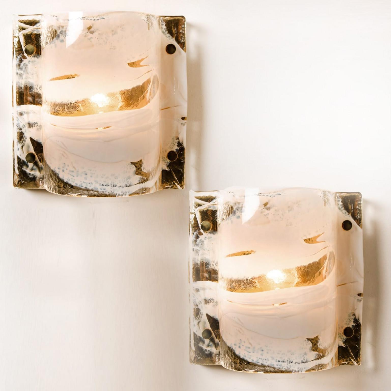 Other J.T. Kalmar Murano Glass Brass Sconces, Austria, 1960 For Sale