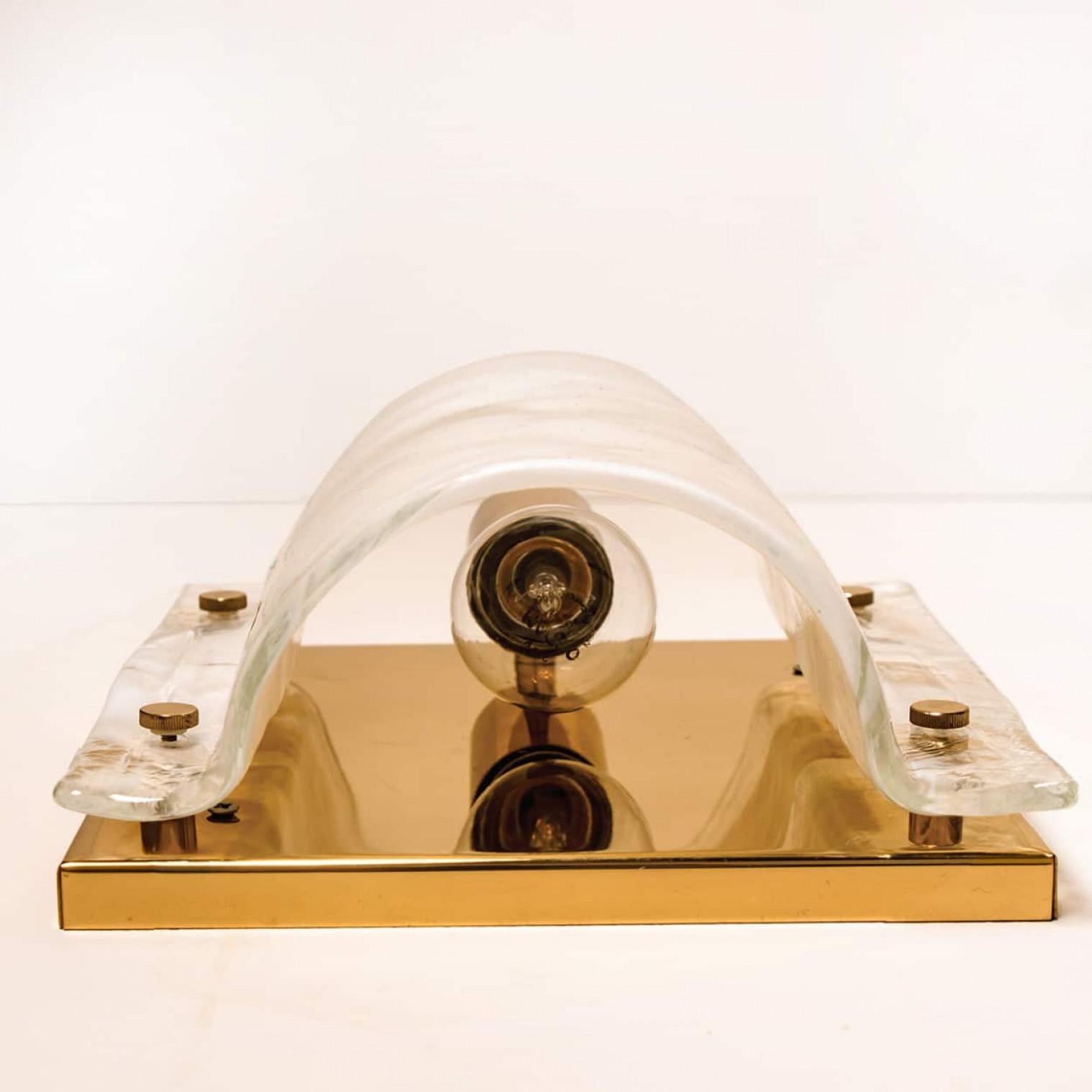 J.T. Kalmar Murano Glass Brass Sconces, Austria, 1960 In Good Condition For Sale In Rijssen, NL