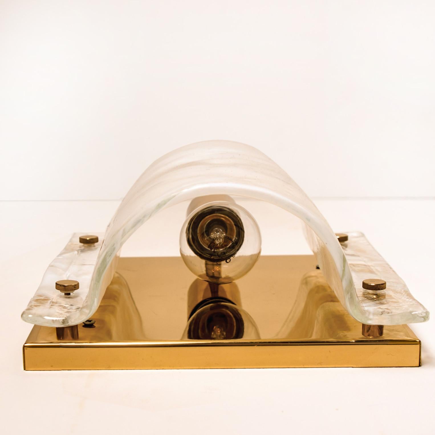 Mid-20th Century J.T. Kalmar Murano Glass Brass Sconces, Austria, 1960 For Sale