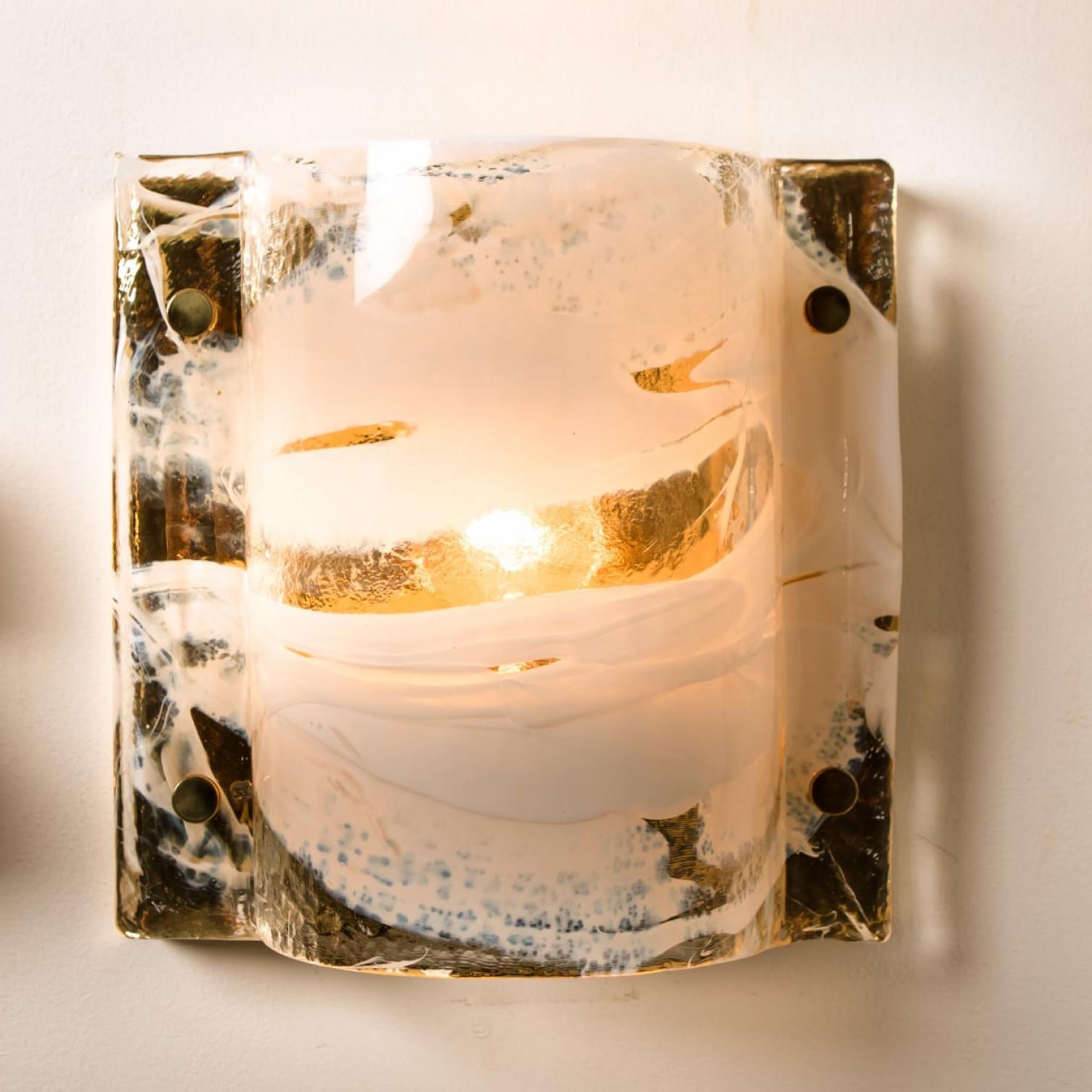 J.T. Kalmar Murano Glass Brass Sconces, Austria, 1960 For Sale 2