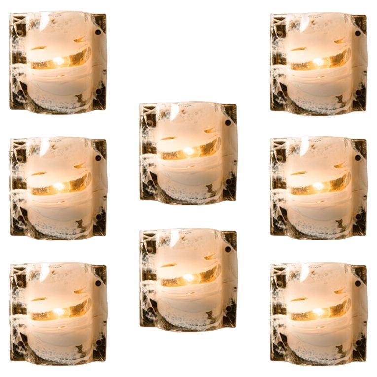 J.T. Kalmar Murano Glass Brass Sconces, Austria, 1960 For Sale