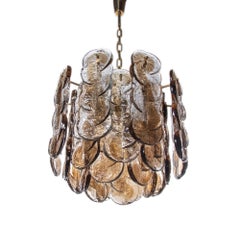 1960 Kalmar 'Citrus' Chandelier Amber Murano Glass & Brass by Carlo Nason attr.