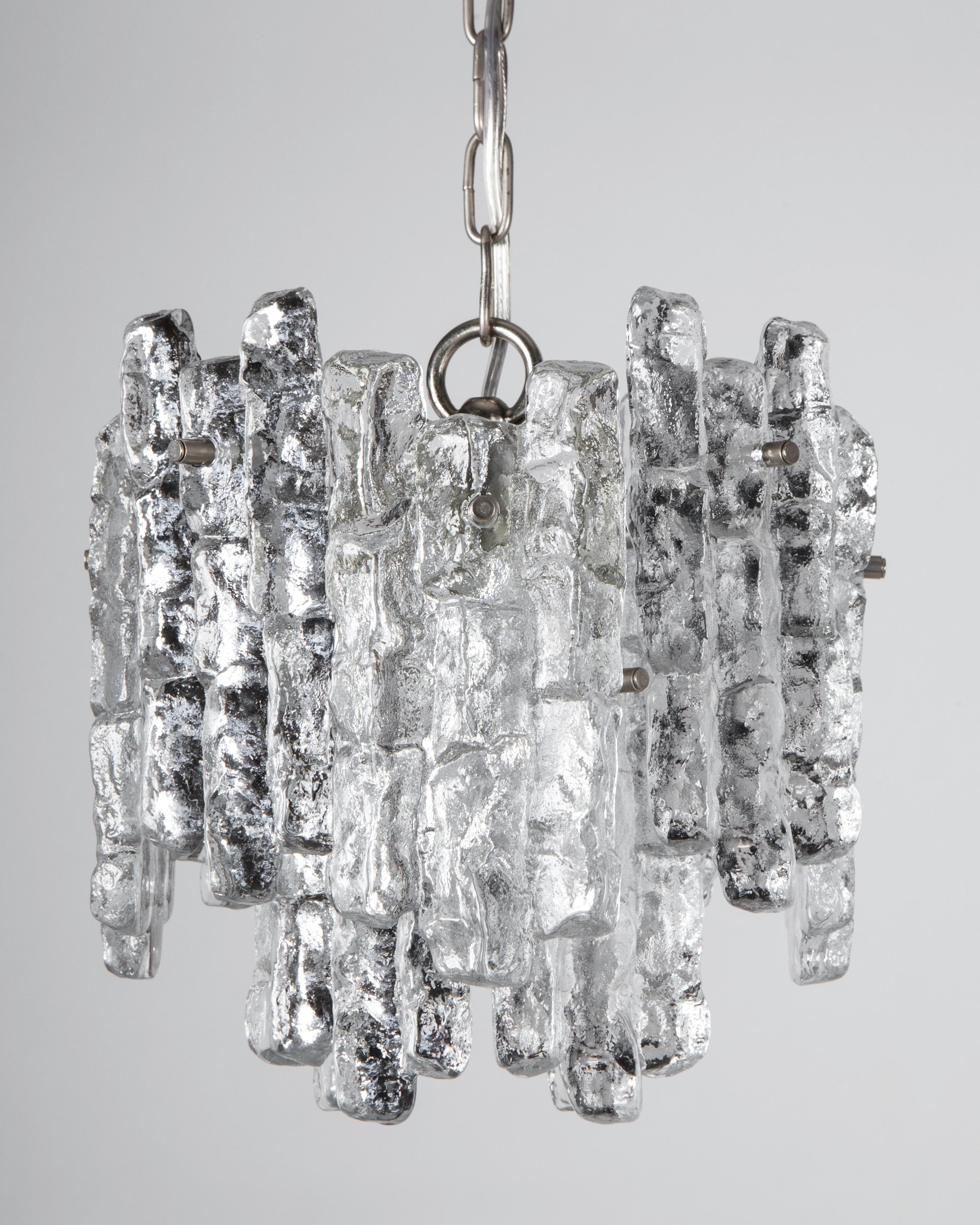 Mid-Century Modern J.T. Kalmar Nickel Pendant with Ice-Style Austrian Crystal Prisms, circa 1960