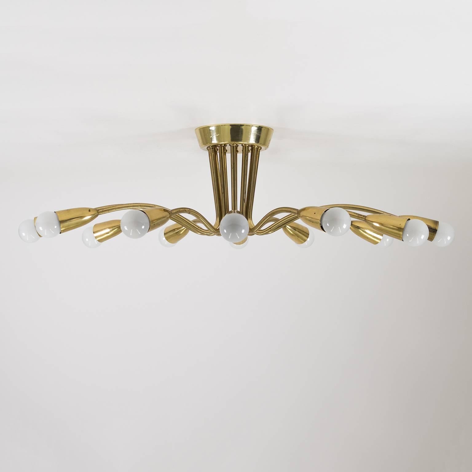 J.T. Kalmar Oval Brass Flush Mount, Josef Frank 1940s 6